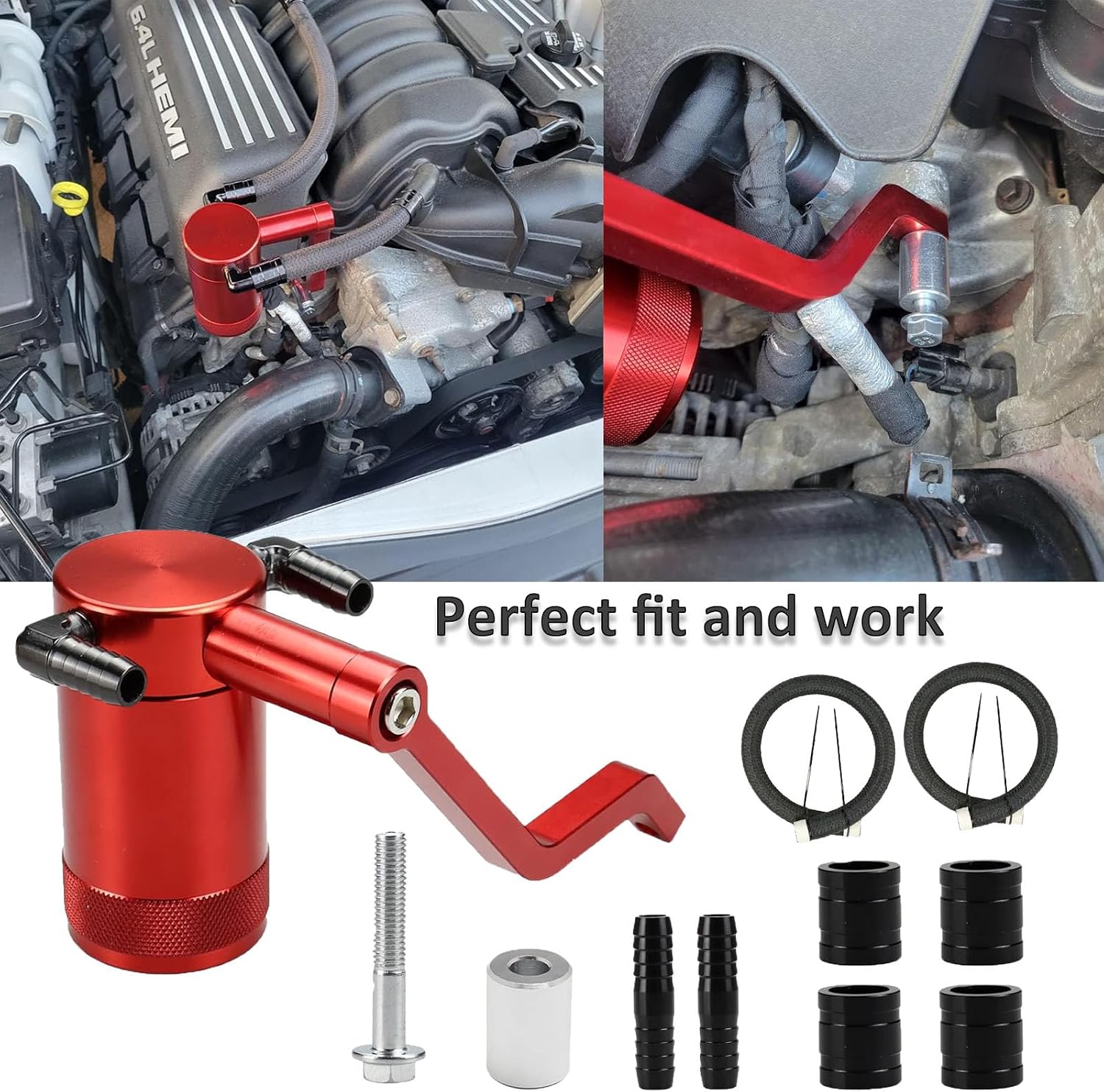 Billet Oil Catch Can 6.4L Air Oil Separator Technology Z-Bracket Scat Pack Compatible with Chrysler 300 Dodge Charger Challenger 2011-2021