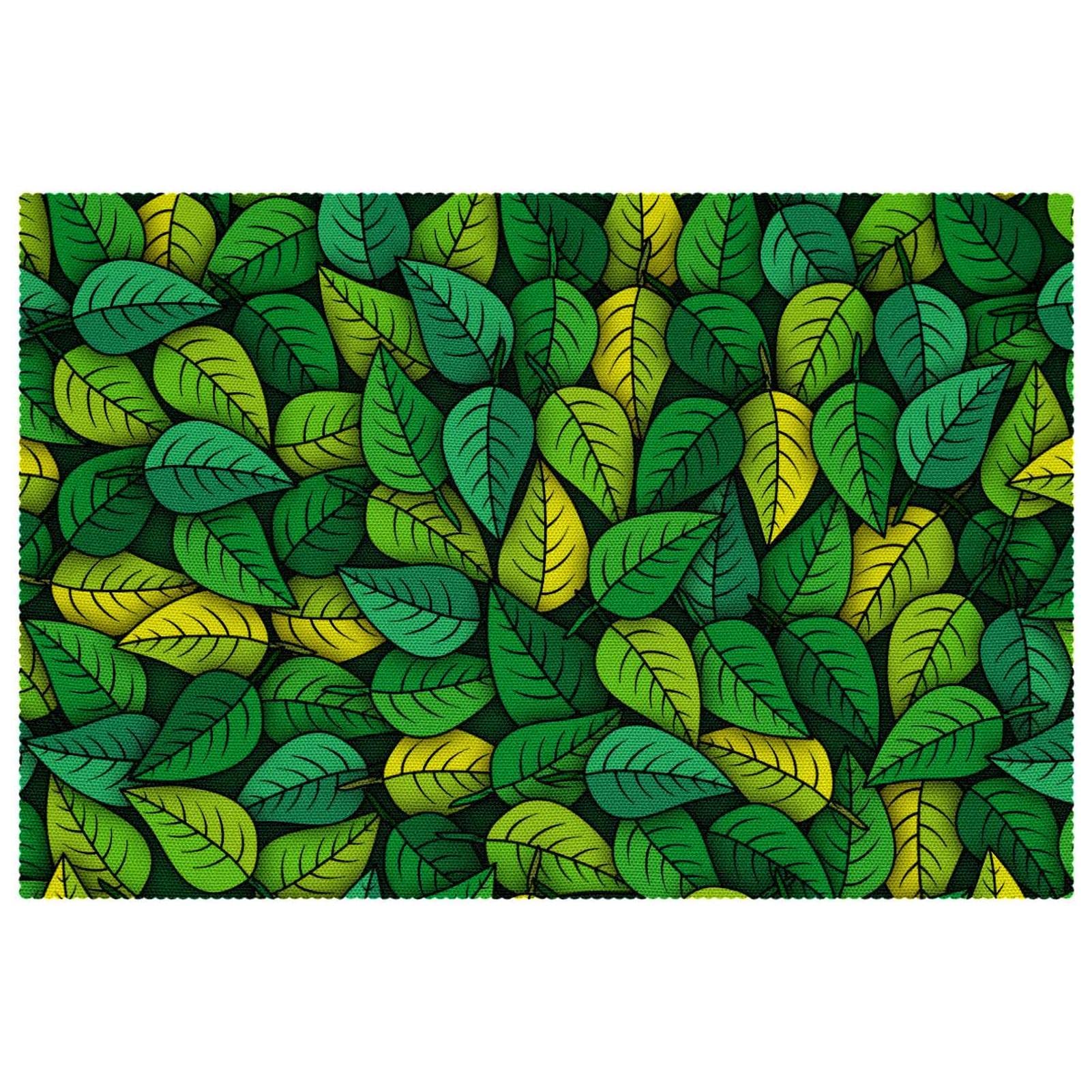 Sets de table antidérapants motif feuilles vertes pour repas de famille en lot de 6