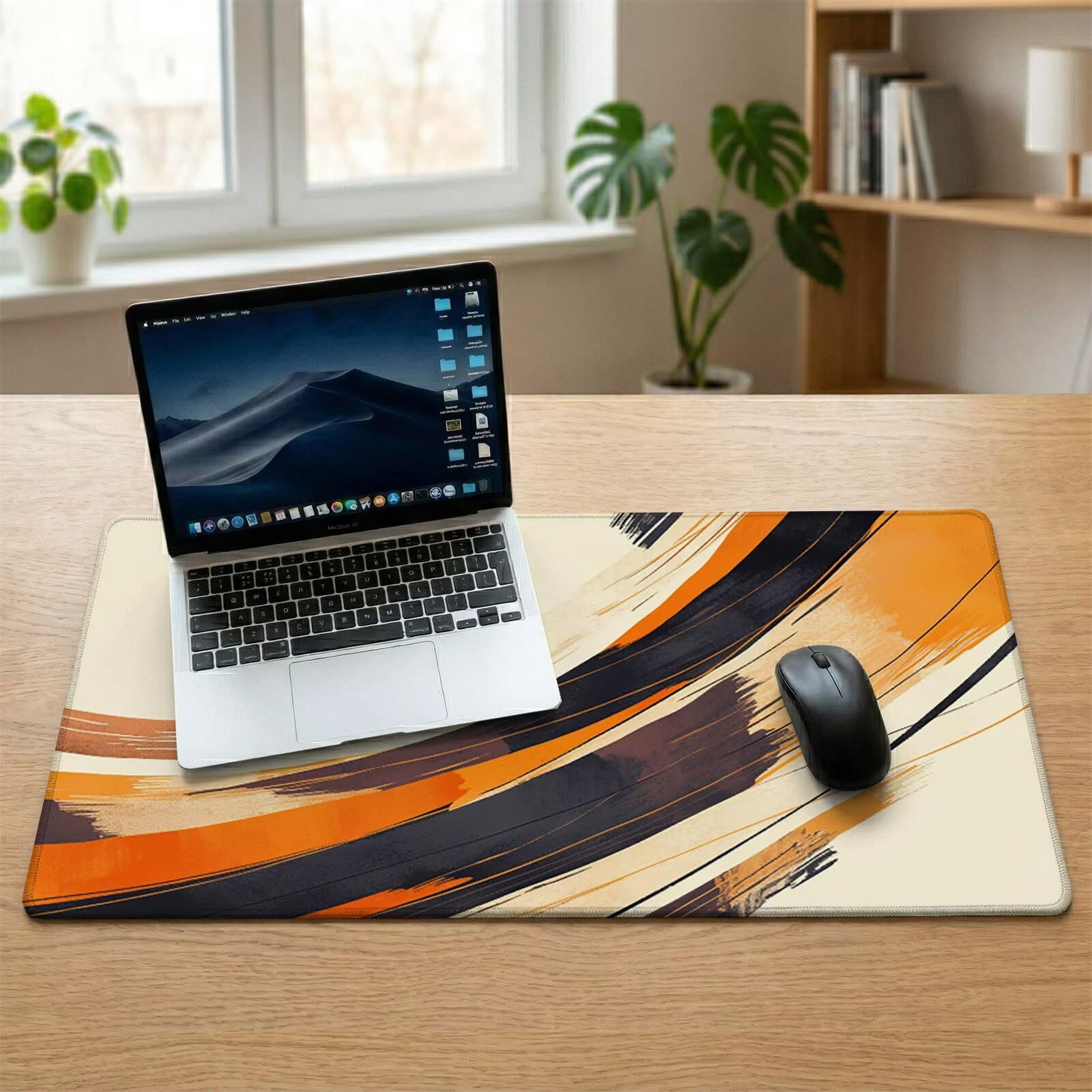 Alfombrilla Ratón XXL 1200 x 600 x 3 mm, Alfombrilla Escritorio, Moderno Grande Protector de Mesa con Base de Goma Antideslizante y Bordes Cosidos, Impermeable, para Oficina, PC, Gaming (Raya) L-x8094