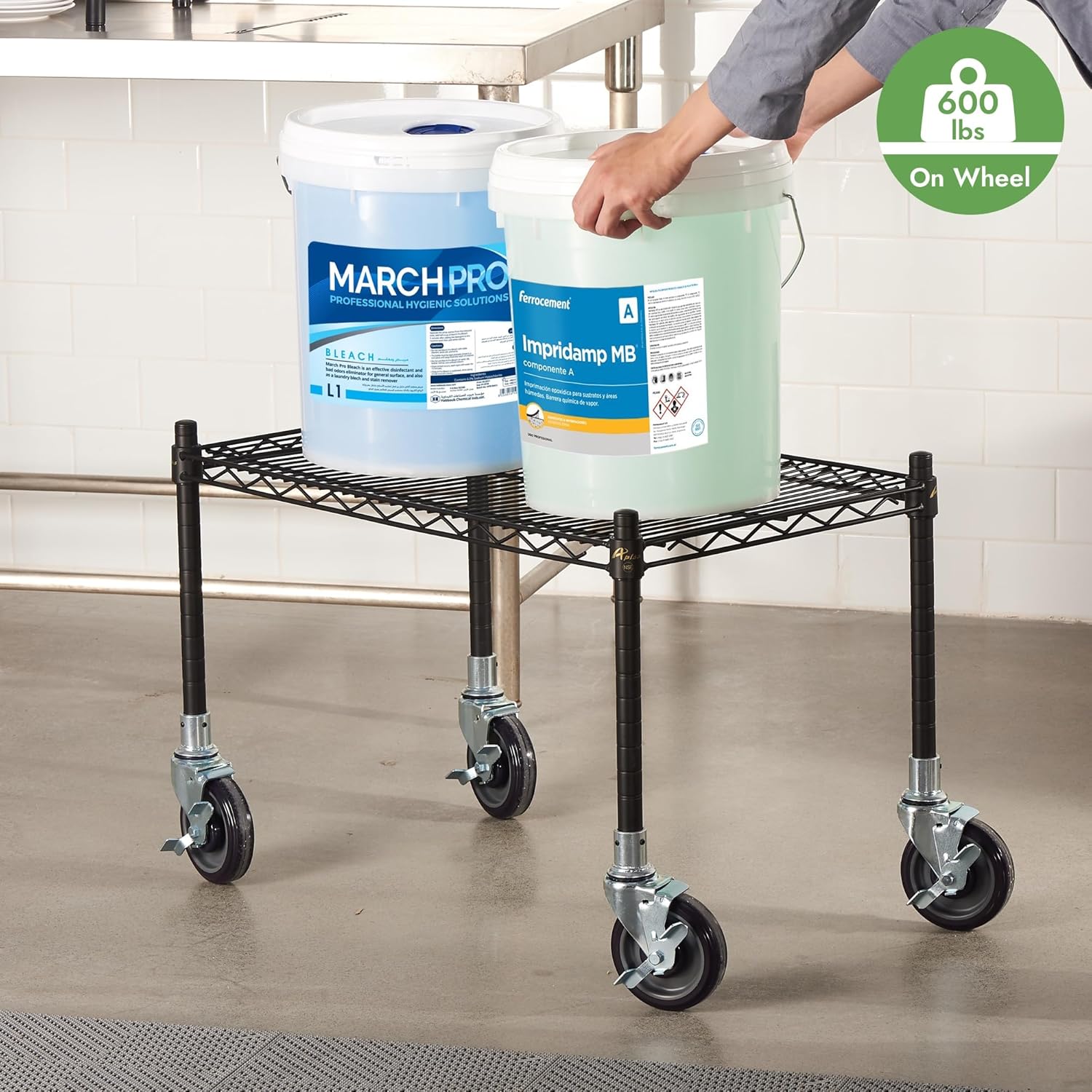 APLSS Dunnage Storage Rack with Wheels, 24"×36", NSF Certified, 600 lb Capacity