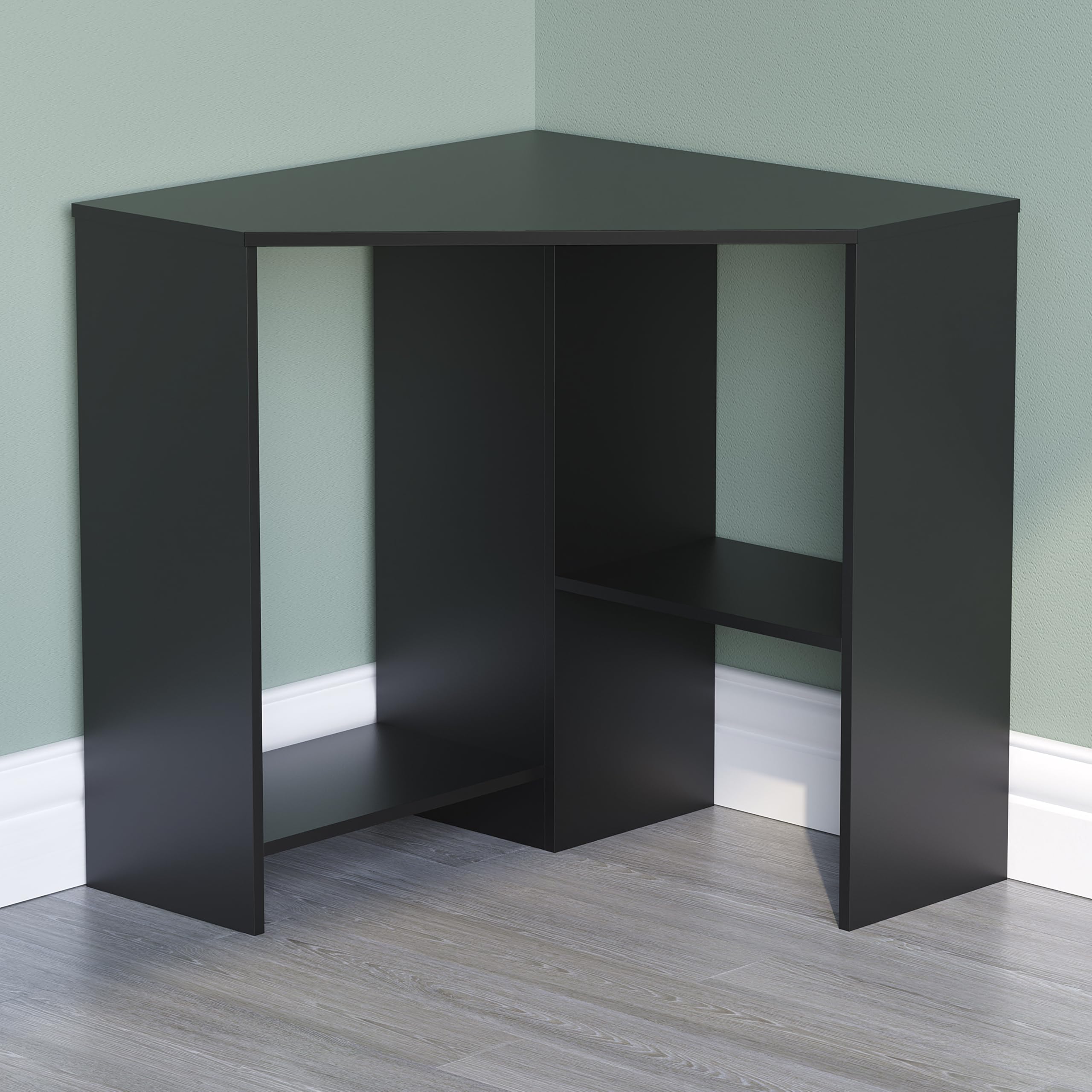 Vida Designs Hetton Scrivania Angolare per Computer con Mensole, per Casa e Ufficio, Tavolo per Computer Portatile, Postazione di Lavoro per Videogiochi, Mobili, in Legno, 76 x 100 x 70 cm