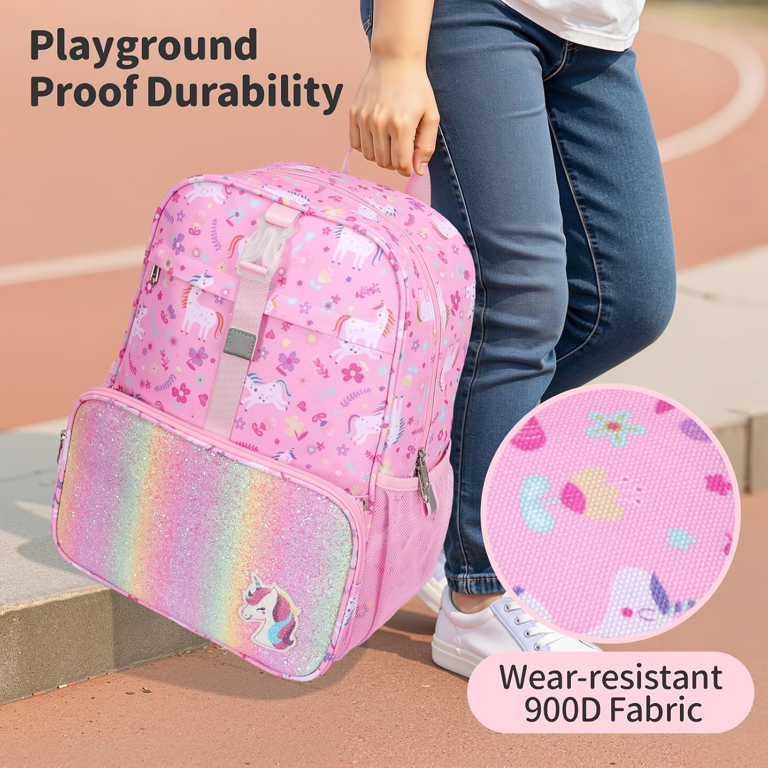 Kids Backpack for Girls - 15 Inch Unicorn Backpack for Kids 4-7 | Kindergarten Elementary 1st Grade School Bookbag Fits Standard Folder with Chest Buckle, Reflective Strips, Pink