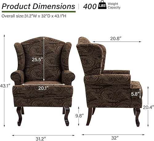 Miniatura 2 de Silla decorativa, sillón tapizado con respaldo alto con esponja de alta resistencia y patas de madera, sillas individuales modernas y cómodas de