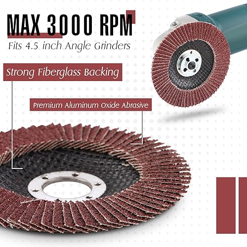 Miniatura 3 de 80 unidades de amoladora angular de grano 40 discos de lijado de 4 12 disco de solapa de 4.5 pulgadas, disco de molienda de disco abrasivos de óxido