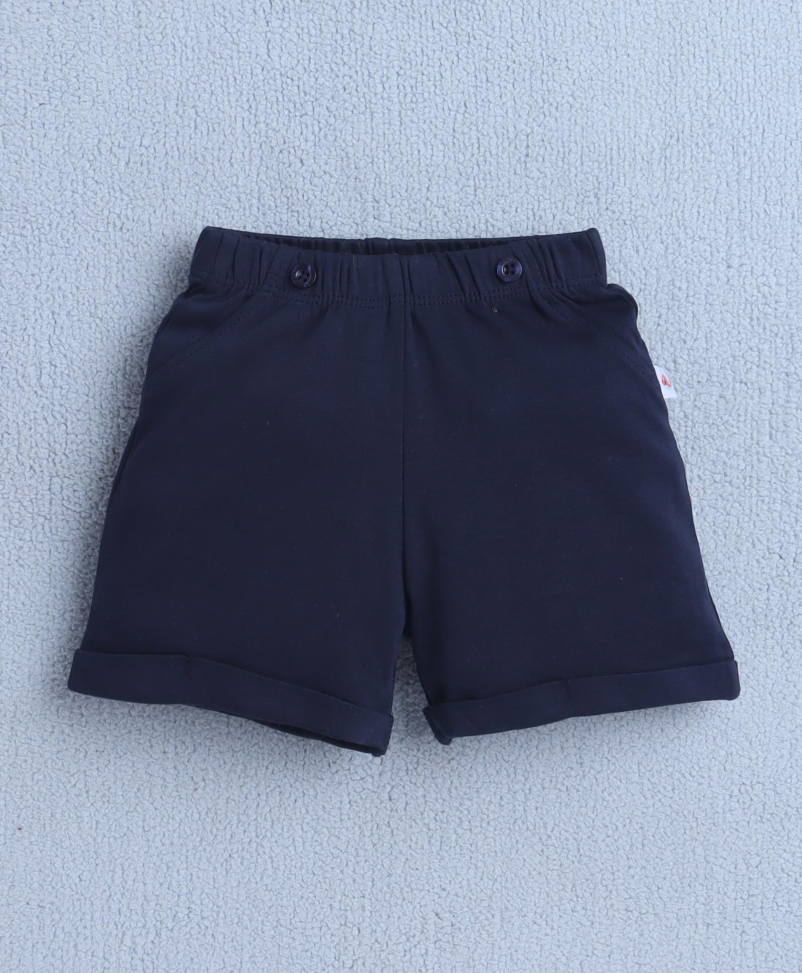 BUMZEE Conjunto de camisa y pantalón corto de algodón para niños, corte regular, media manga, cuello, cuello, camiseta de algodón y pantalones cortos con lazo, tirantes y gorra