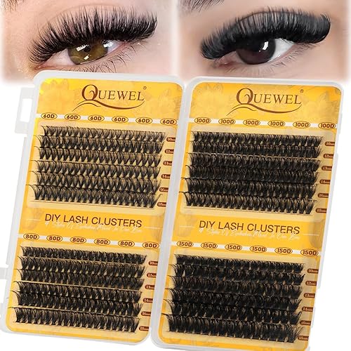 Miniatura 17 de QUEWEL 580 racimos de pestañas 30D+40D+50D+60D+80D+100D racimos de pestañas wispy de 10-18mm, pestañas individuales en racimo reutilizables para