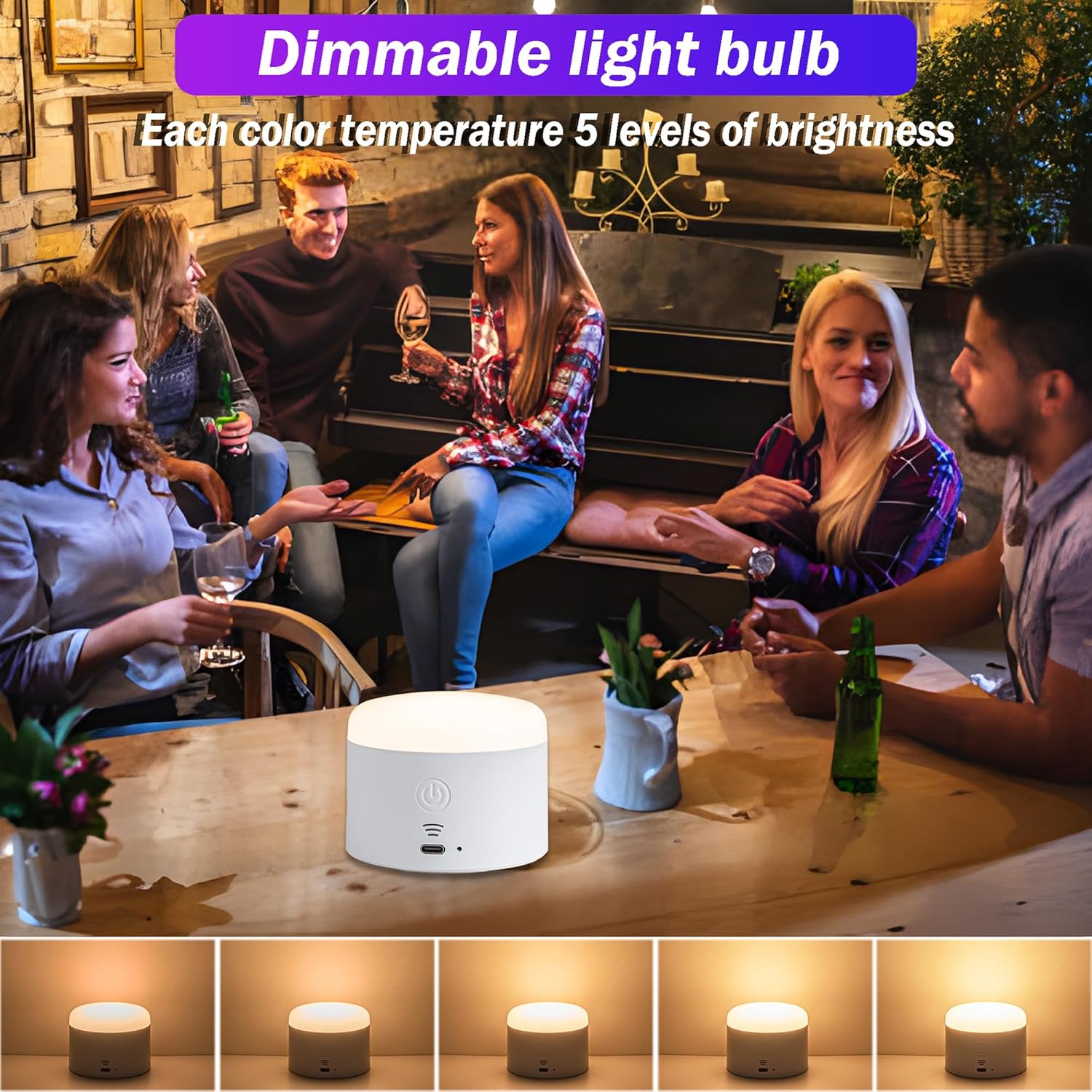 Battery Operated Light Bulb with Remote RGB Rechargeable Light Bulb USB Charging,50H Long Life Emergency Light Bulbs for Power Outage,Battery Powered Light Bulb for Home,Outdoor Activities