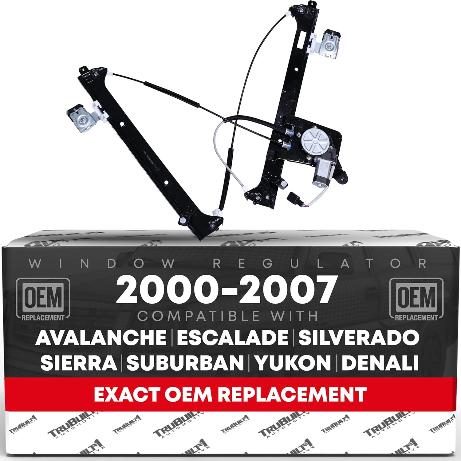 Power Window Regulator w/Motor, Front Passenger Side, Upgraded Metal - Compatible with 2000-2007 Chevrolet Avalanche Silverado Suburban; GMC Sierra Yukon; Cadillac Escalade - OEM 15095844, 741-645