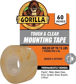 Gorilla Tough & Clear; Double Sided Mounting Tape; Weatherproof; 1" x 60"; Clear; (Pack of 1)