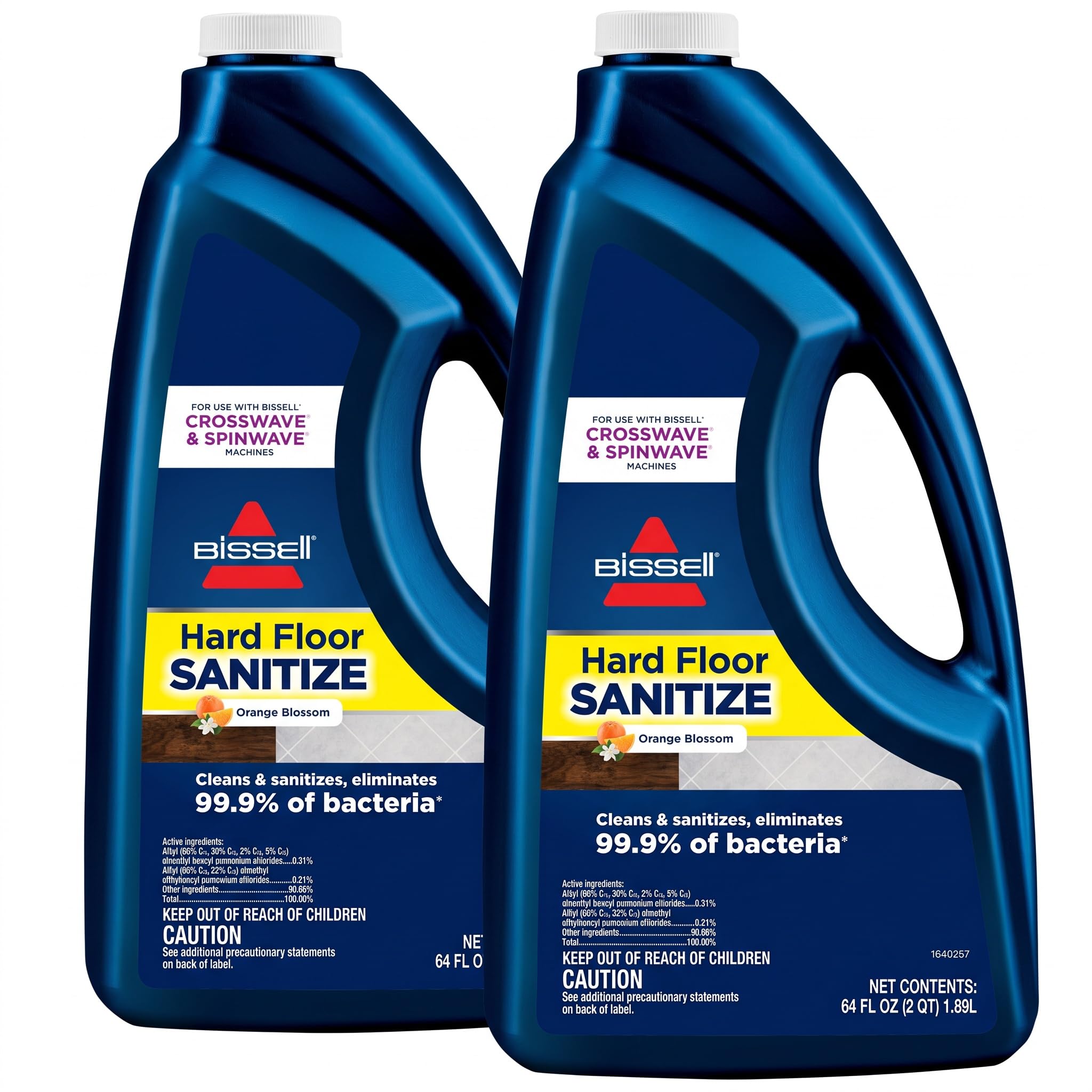 Bissell Hard Floor Sanitize Formula,25041,64 Fl Oz CrossWave &amp; Spinwave,Use on Sealed Hard Floors,Orange Bloosom,(Pack of 2)