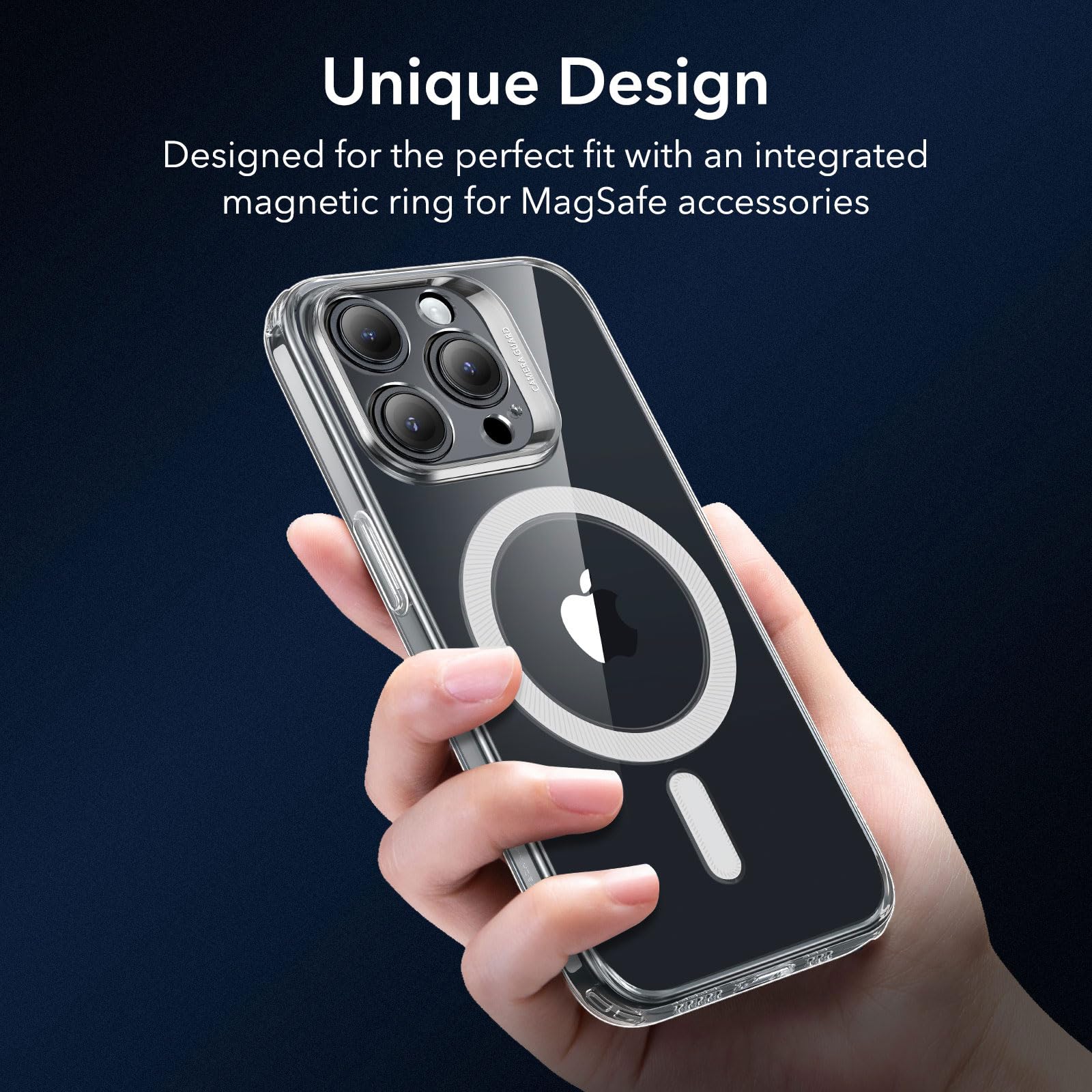 ESR Custodia per iPhone 15 Pro Max, Compatibile con MagSafe, Protezione di livello militare, Resistente all'ingiallimento e ai graffi, Custodia magnetica per iPhone 15 Pro Max, Serie Zero, Trasparente