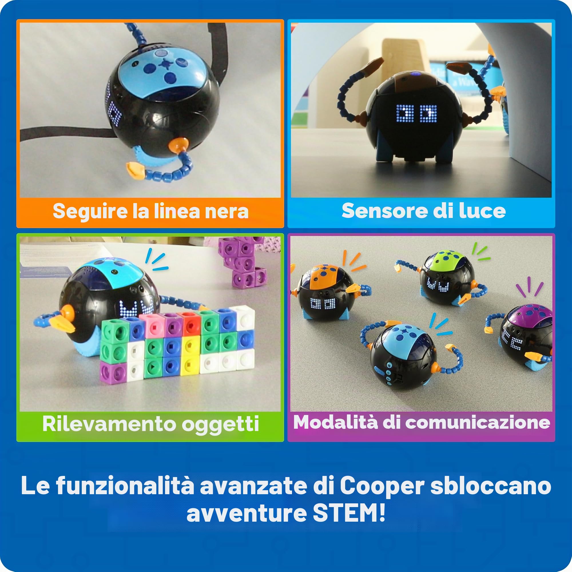 Learning Resources Cooper Robot STEM Individuale LER3119, da 5 Anni, Programmazione Senza Schermo, Gioco Educativo USB Ricaricabile