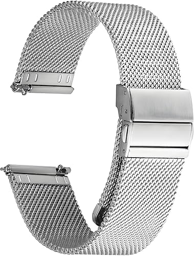 Correa de reloj de malla de acero inoxidable para hombres y mujeres, correas de reloj de malla de liberación rápida de 0.709 in, 0.787 in, 0.866 in,