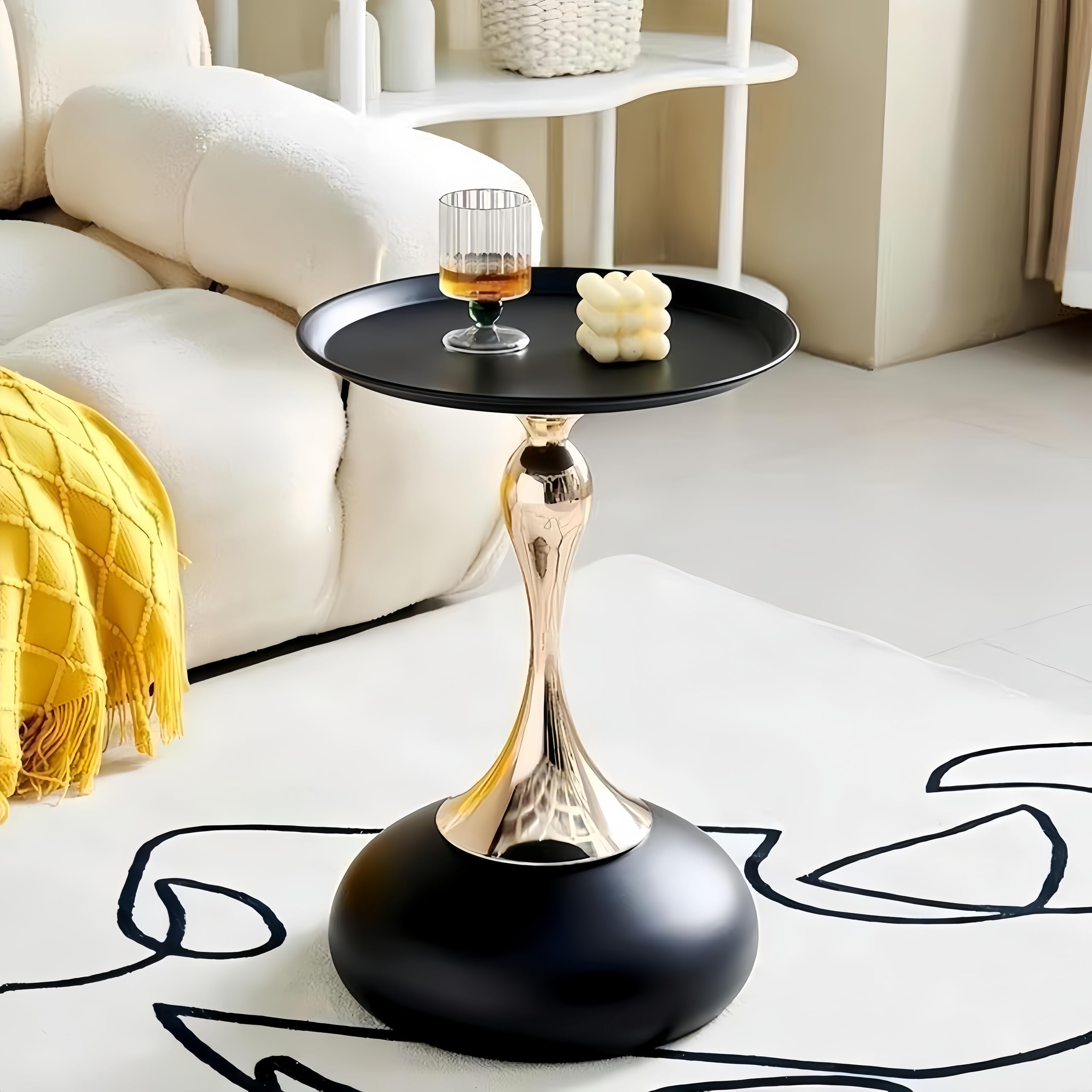 Table basse ronde noire en métal pour salon et chambre : meuble stable et durable