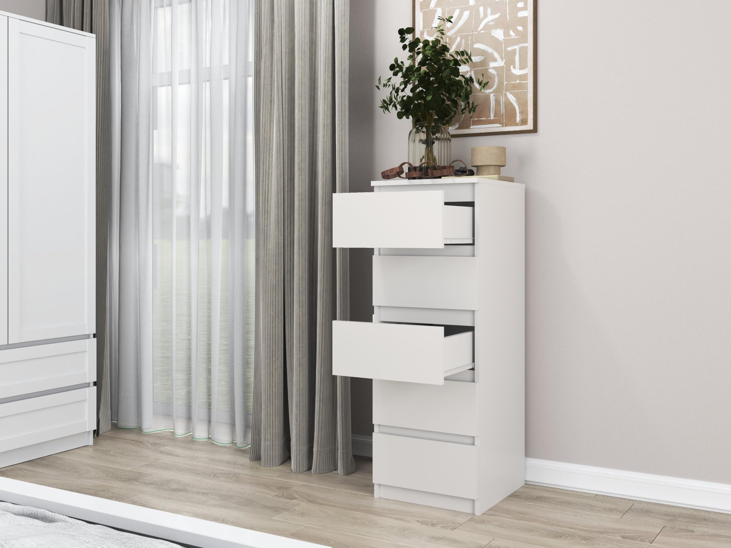 CDF Comò Moderno Malwa W5 – Antracite E Rovere Artisan, 5 Cassetti, Ideale Per Soggiorno, Camera Da Letto E Ufficio, Prodotto Polacco