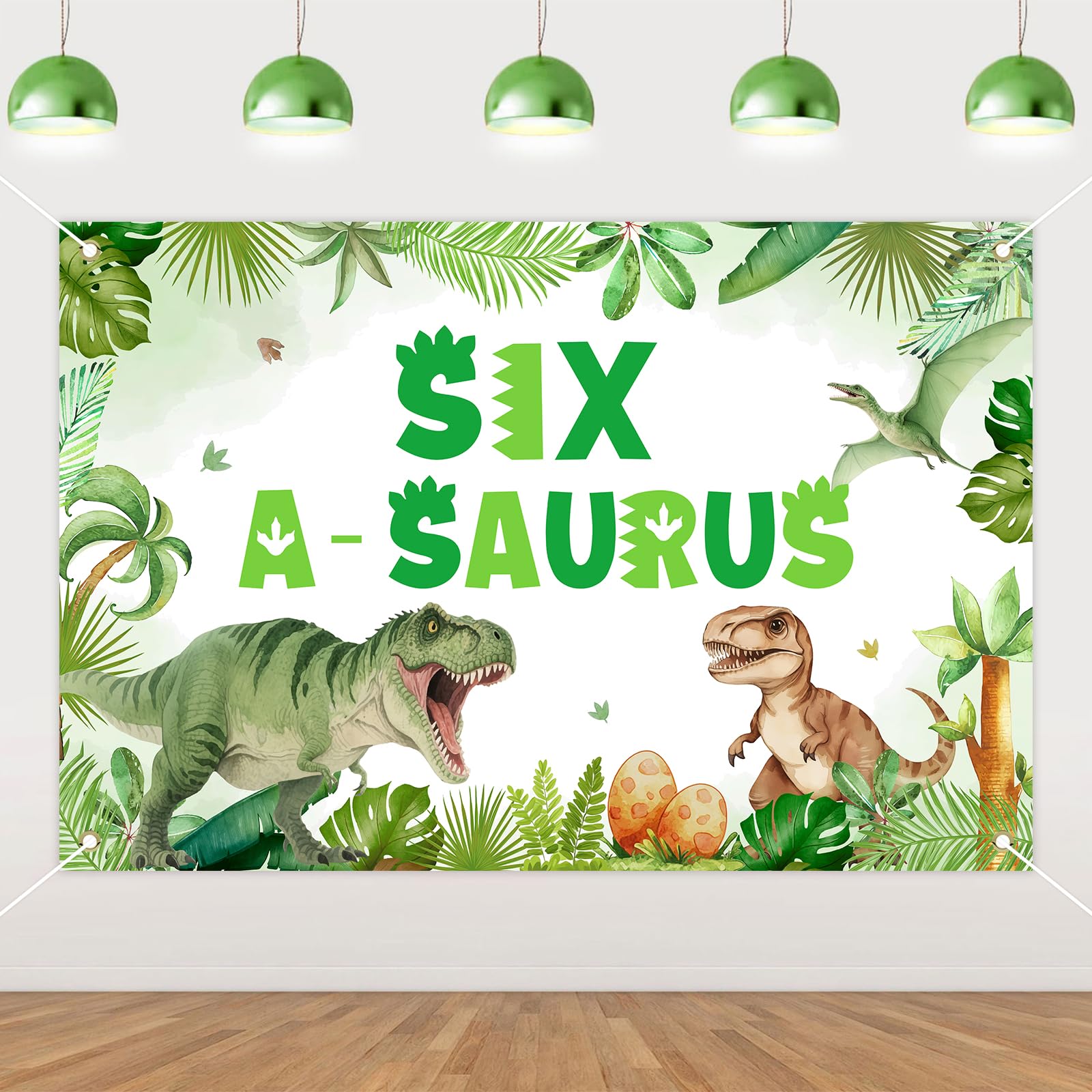 Jollyboom Dinosaur 6th Birthday Decorations, Six a Saurus Birthday Decorations Backdrop Banner for Dinosaur Jungle 6 Year Old Boy Girl Party Background Supplies 3 x 5 ft