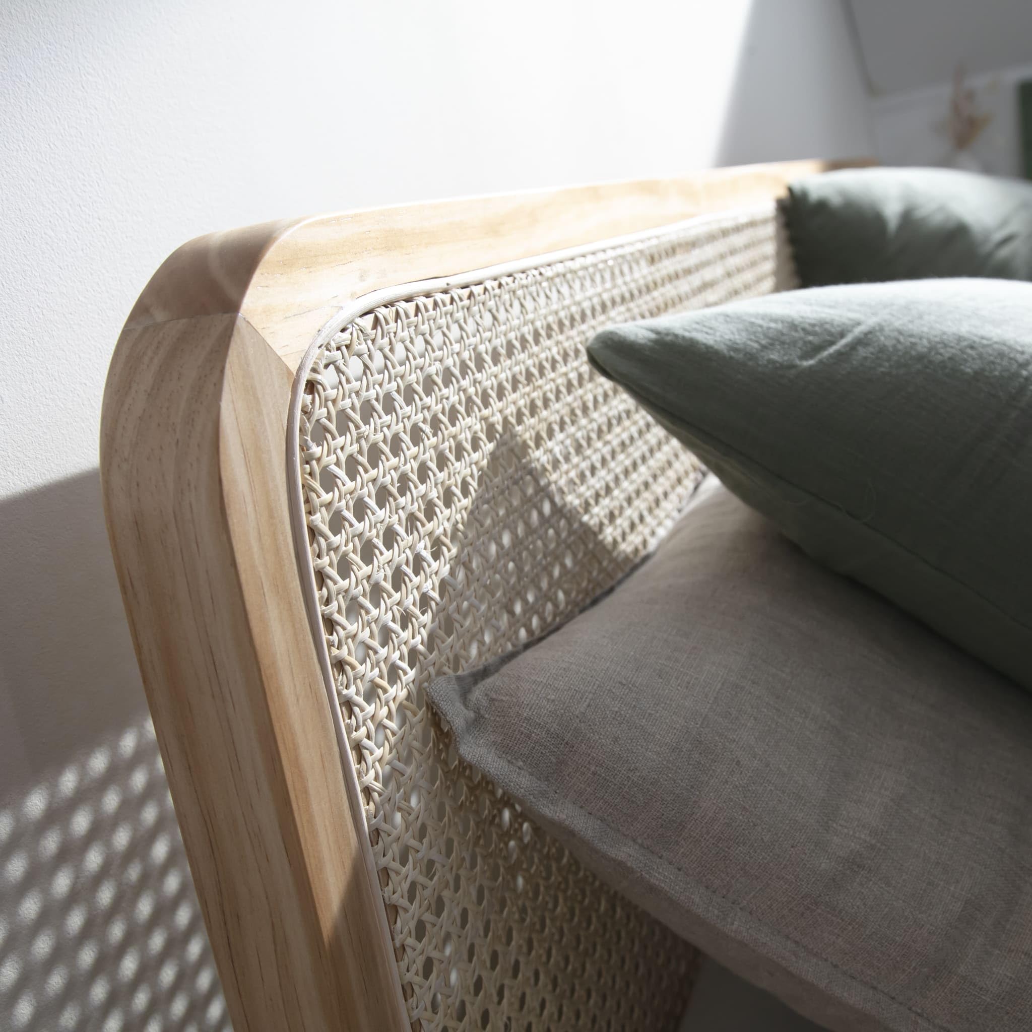 Terre de Nuit Lit Adulte en pin Massif Naturel avec véritable cannage Anna 140x190 - LT17018
