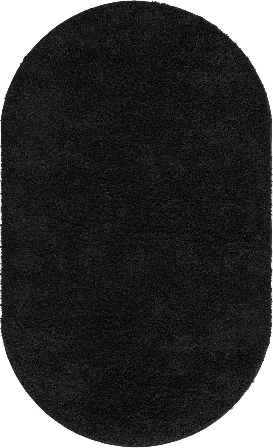 Everyday Shag Rug Black 5x8 Oval Shag Rug