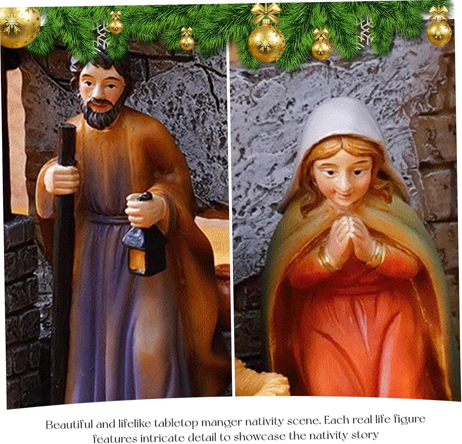 Nativity Set Resin Vivid Traditional Detailed Christmas Nativity Sets 12-Piece Collectible Religious Christmas Decorations for Indoor Tabletop Home