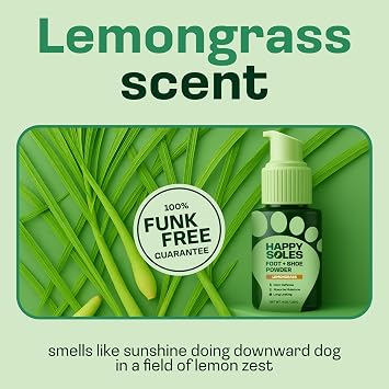 Foot & Shoe Deodorizer Powder Spray - Talc-Free, Vegan, Non-Aerosol Mess-Free Spray - Absorbs Sweat & Fights Odor with Bamboo & Tapioca - Long-Lasting Freshness & Comfort (Lemongrass)