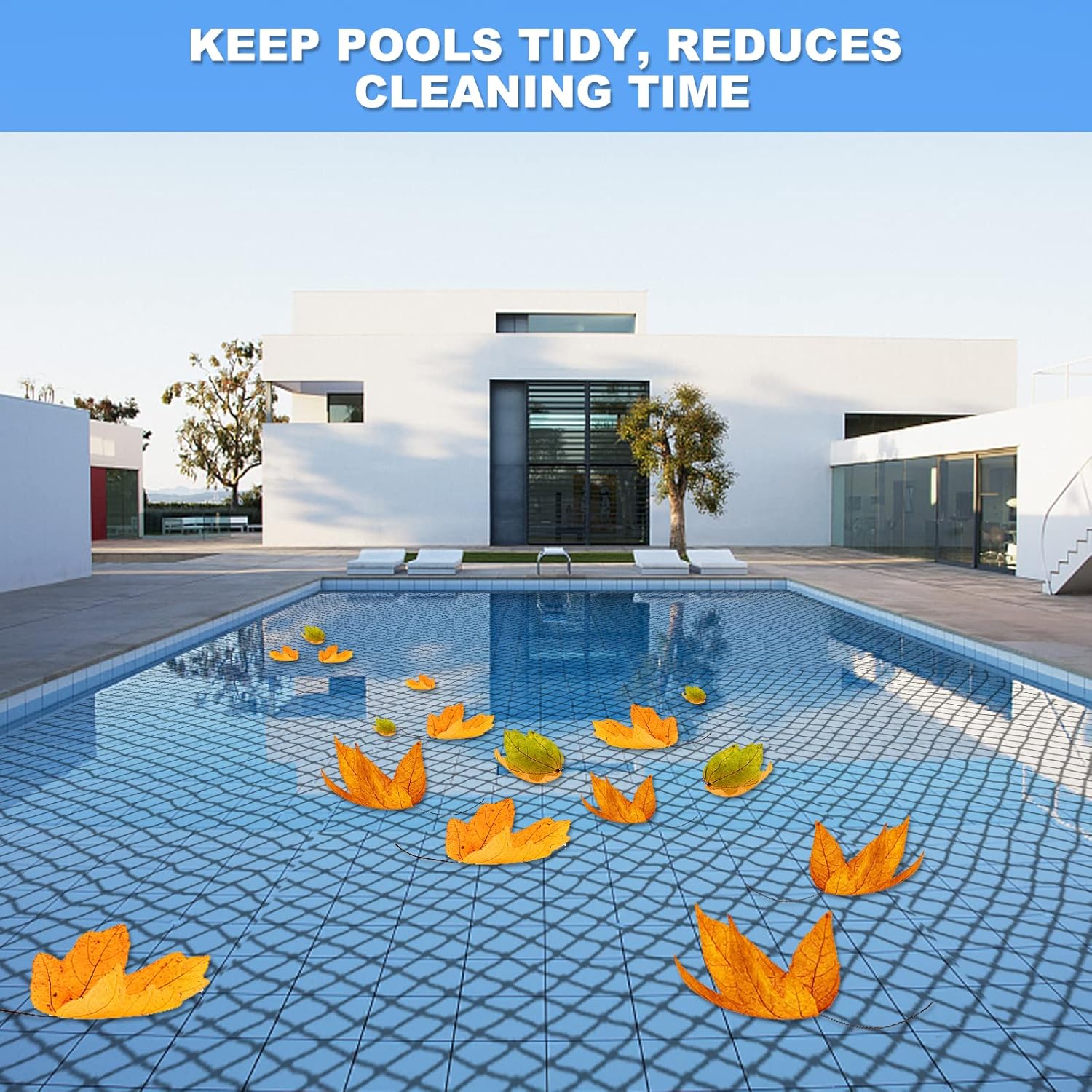 Pond Netting, 15 x 20FT Heavy Duty Pond Net for Koi Ponds, Garden Pool Fine Mesh Netting Kit for Leaves, Protects Koi Fish from Birds Cats Predators, with 14 Stakes and 30 Cable Zip Ties