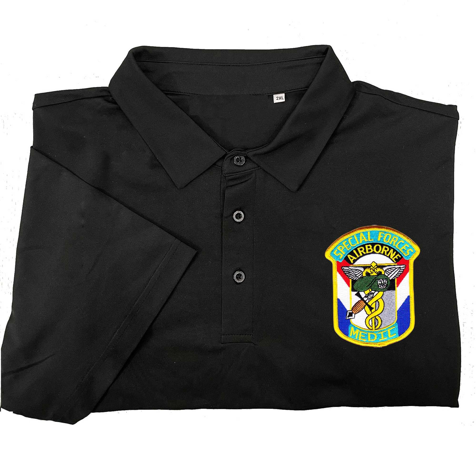 Special forces airborne medic embroidered patch polo shirt Multicolor