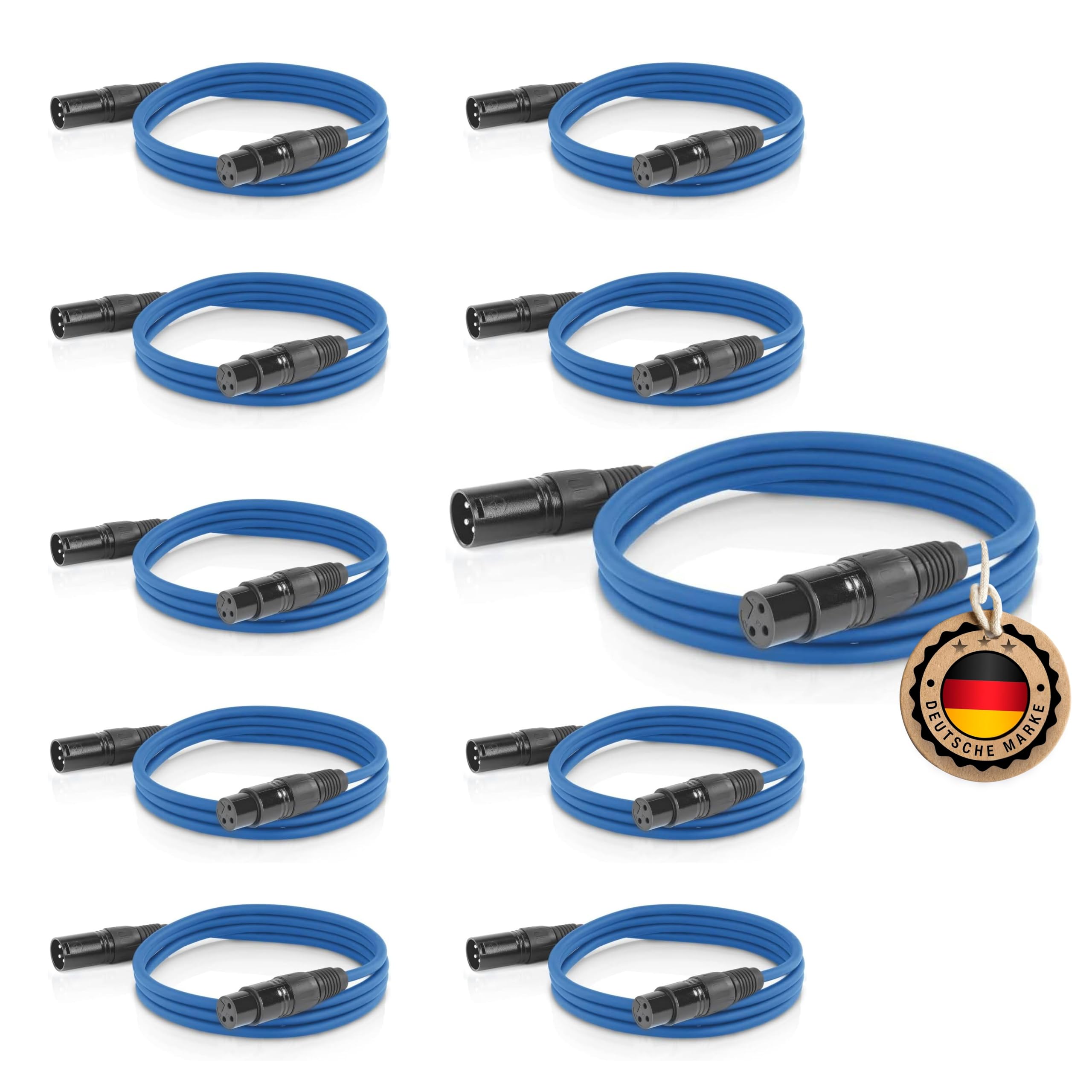 ETEC - Cavo audio XLR da 3 m, DMX OFC in rame, simmetrico, blu