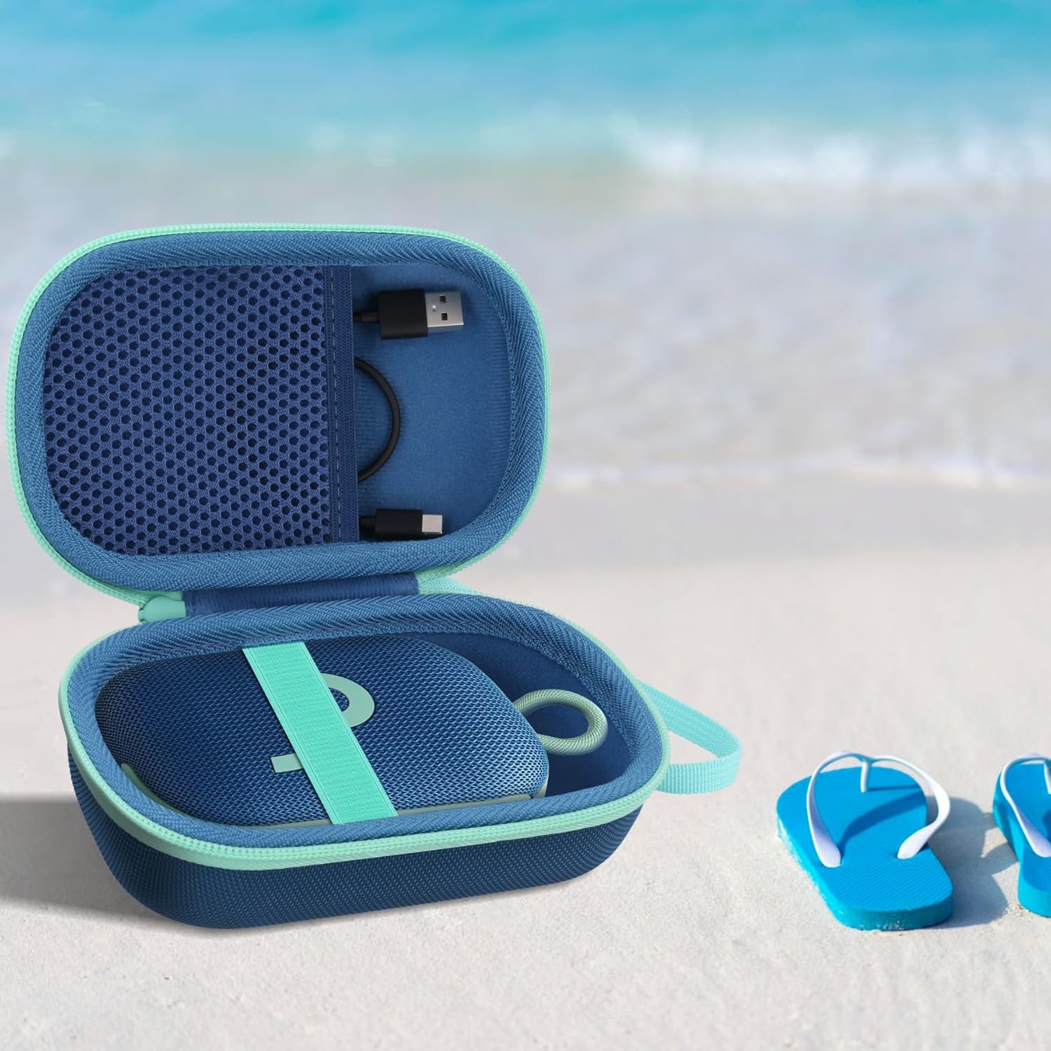 co2CREA for Anker Soundcore Select 4 Go Bluetooth Speaker Hard Protective Case, Portable Travel Case Replacement (Blue Case + Teal Zipper) - Image 8