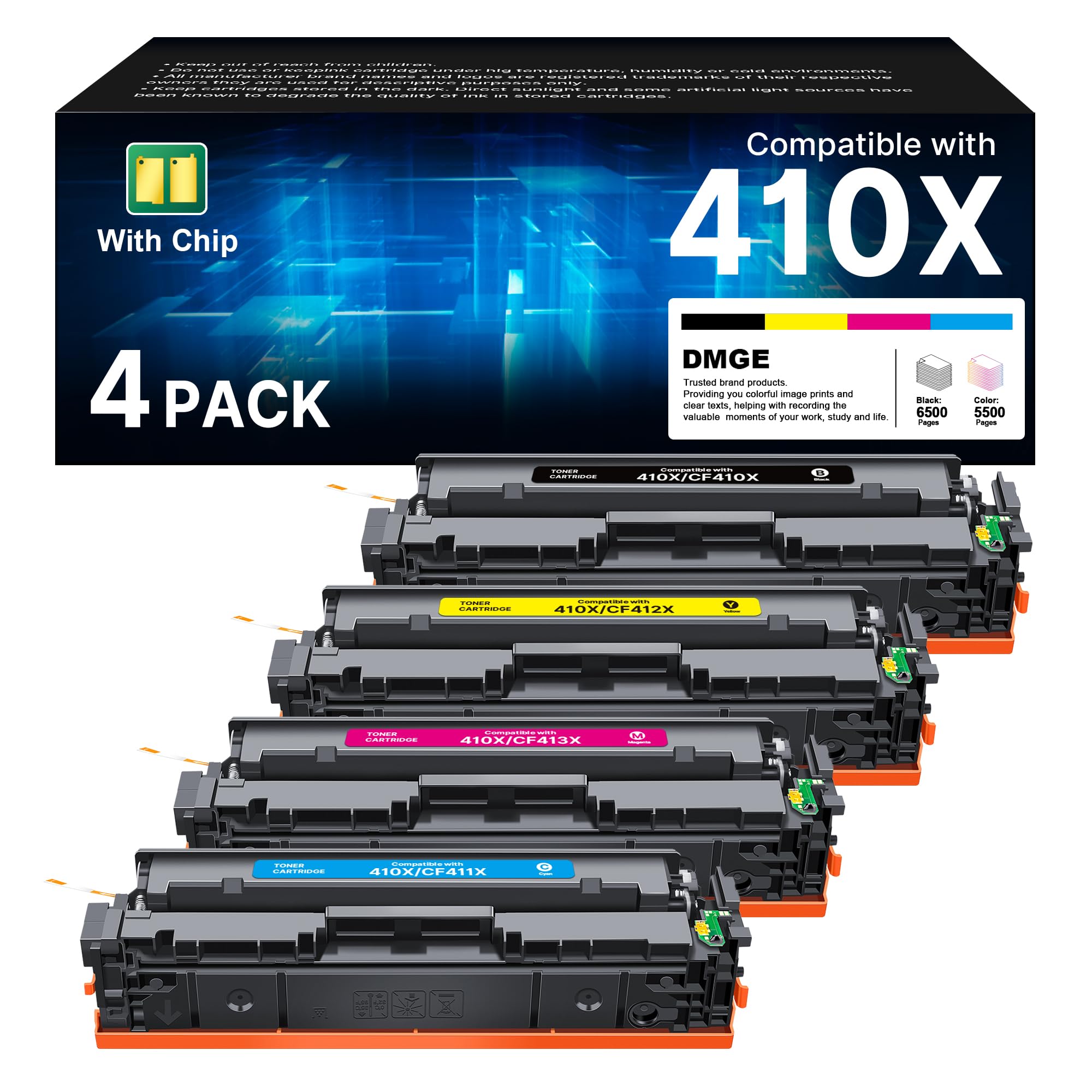 Amazon.com: 410X Toner Cartridge High Yield 4 Pack Replacement for