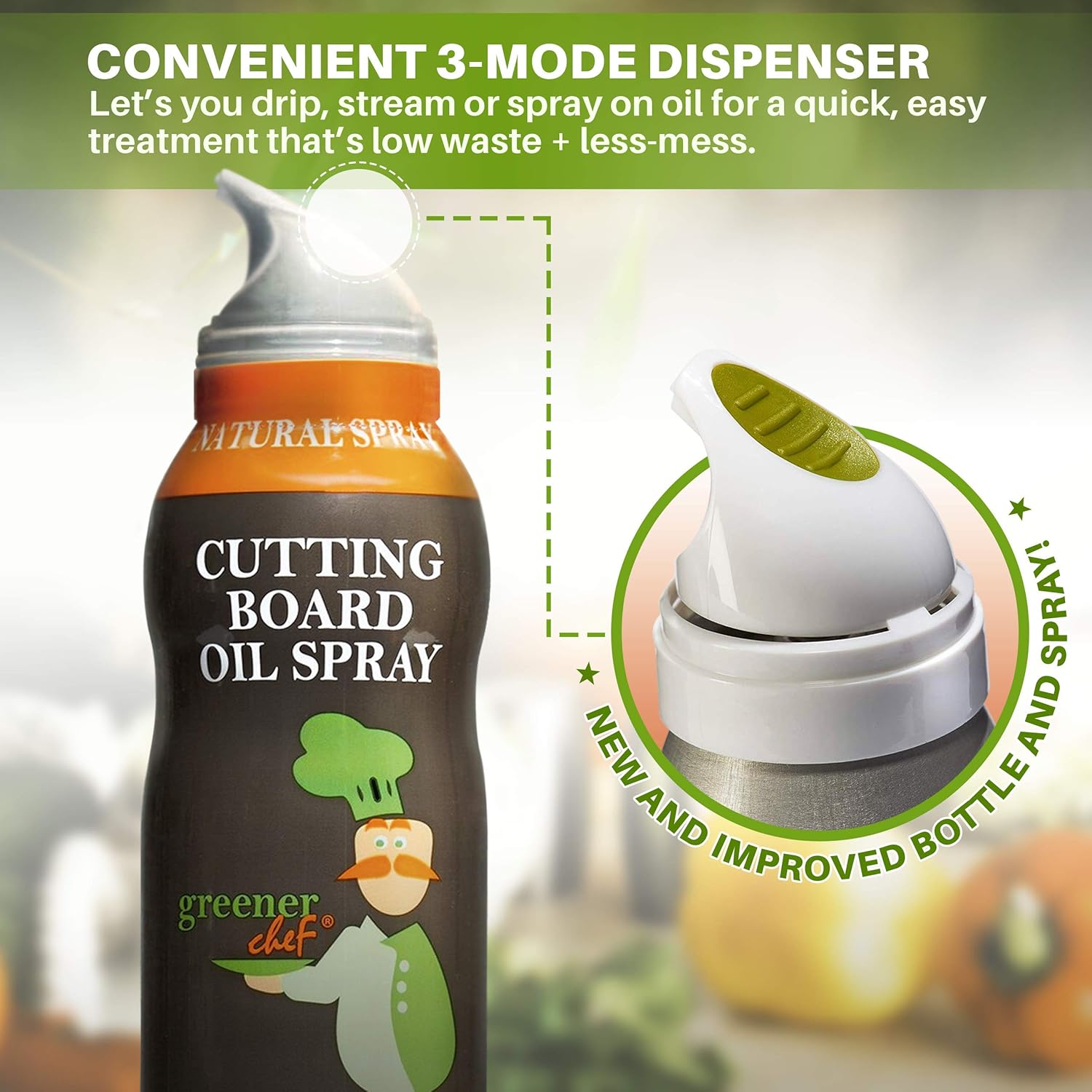 GREENER CHEF Cutting Board Oil Spray - Pure Walnut Oil - 2 Pack