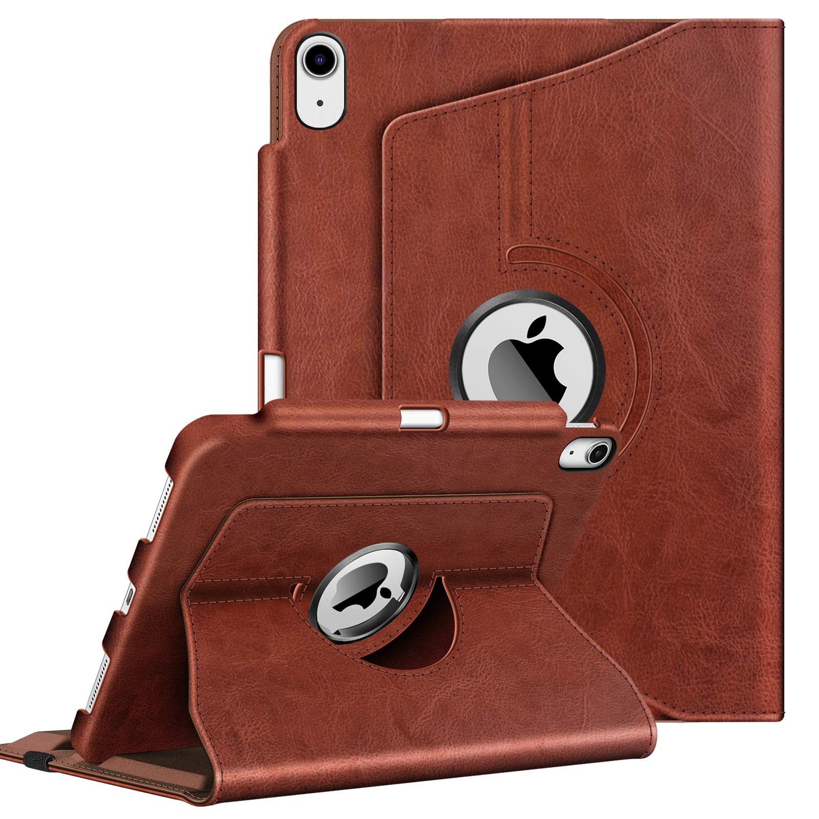 Fintie iPad Air 4 10.9 Inch 2020 Case with Pen Holder Stand 2nd Generation 360 Degree Rotation with Auto Sleep/Wake Function for iPad Air 4th Generation Brown