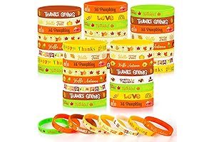 JUNEBRUSHS 64PCS Fall Favors for Adults: Silicone Bracelets for Thanksgiving Party