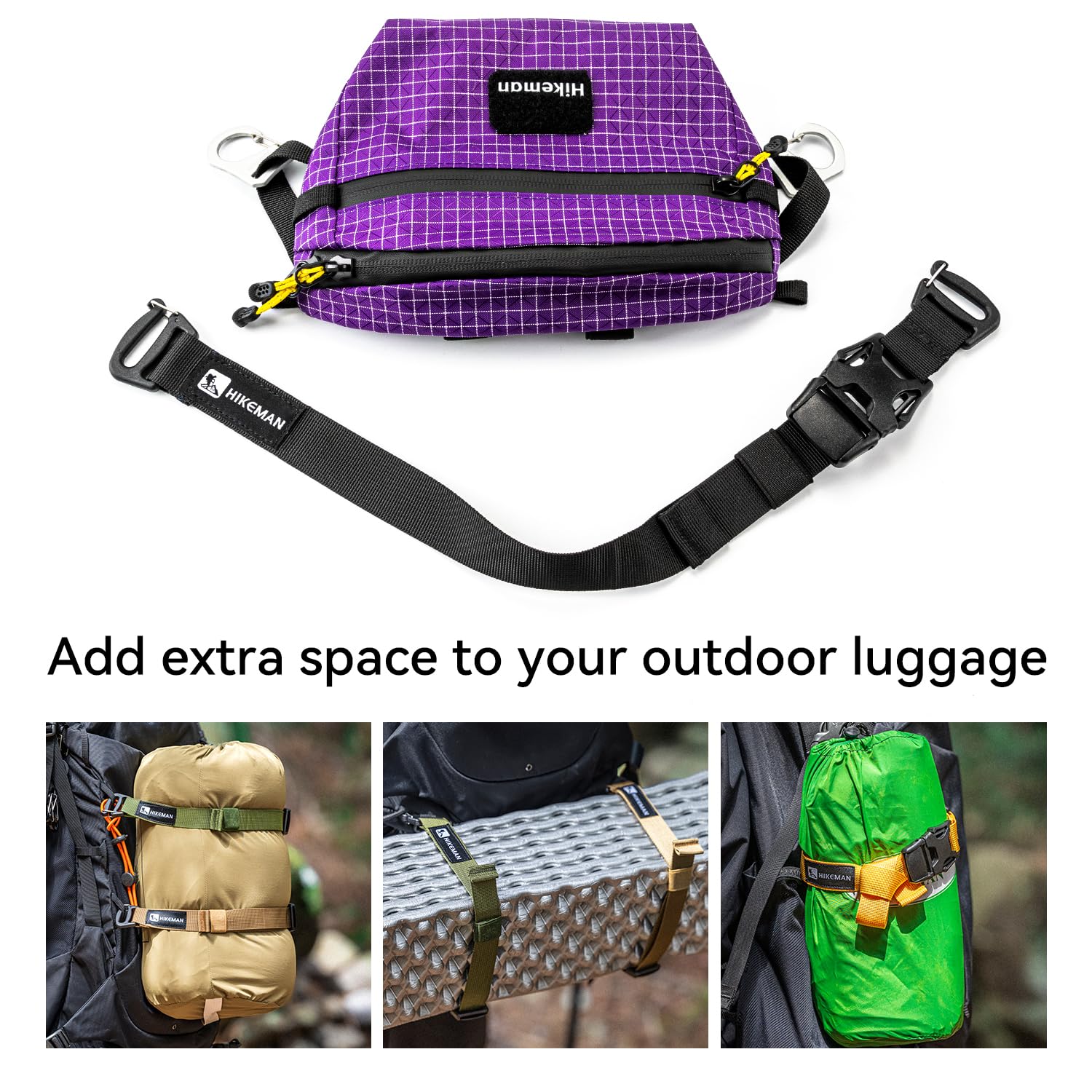 HIKEMAN Système tactique Rush Tier – 6 sangles de sac à dos Molle réglables, sangles de fixation avec clips à boucle, sangles de compression extérieures, sangle de bagage accessoire pour module