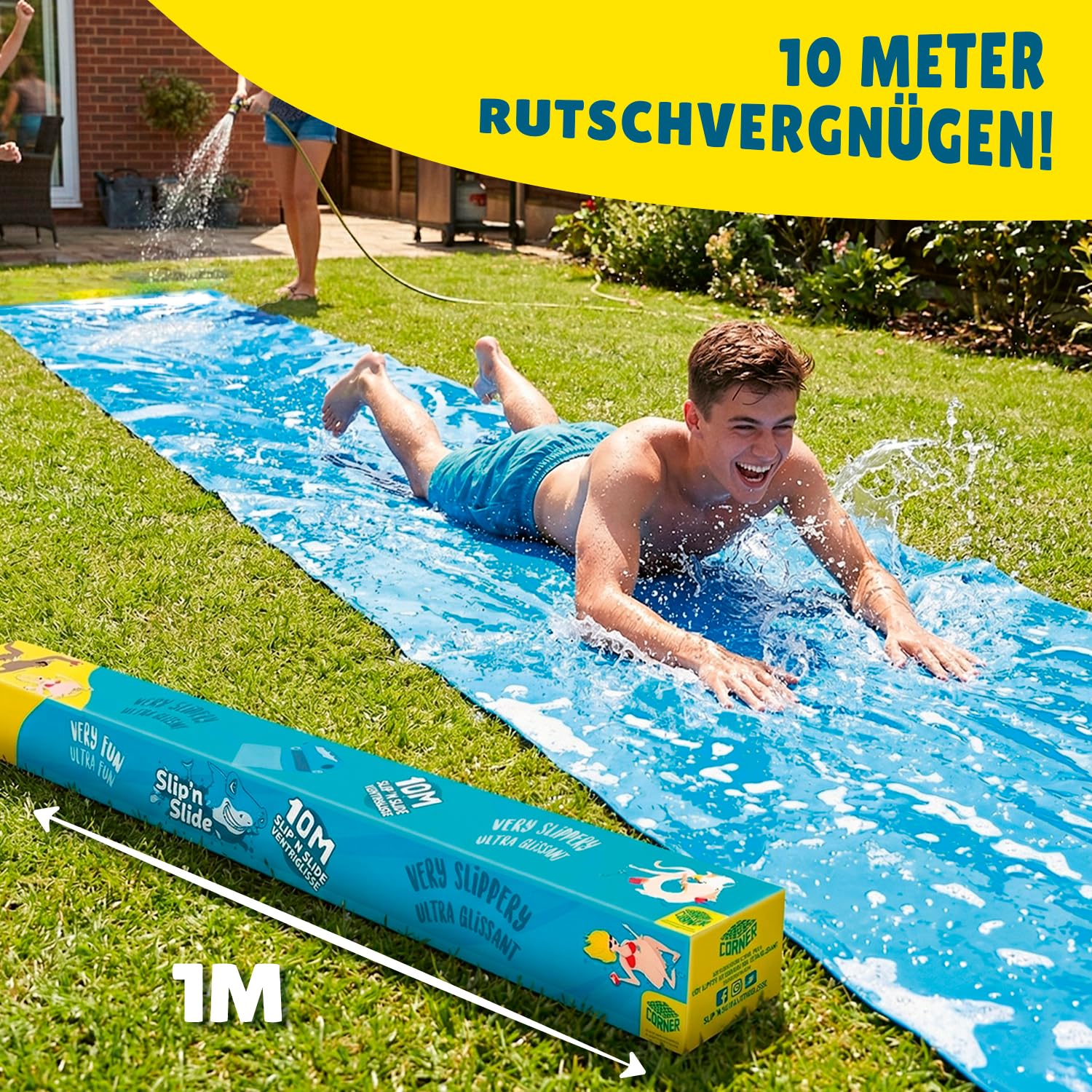 XXL Riesige Wasserrutschmatte 10 Meter Slip'n Slide Bauch Rutscher Wasserspiel im Freien