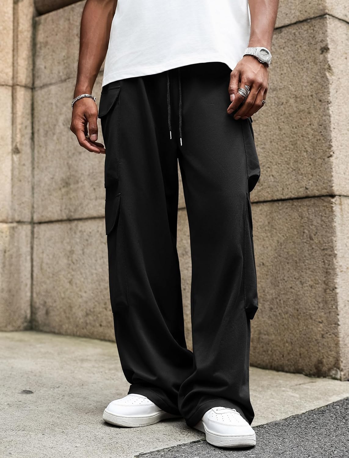 ZAFUL Men's Parachute Sweatpants Y2k Baggy Track Pants Drawstring Wide Leg Casual Trousers Streetwear - Image 7