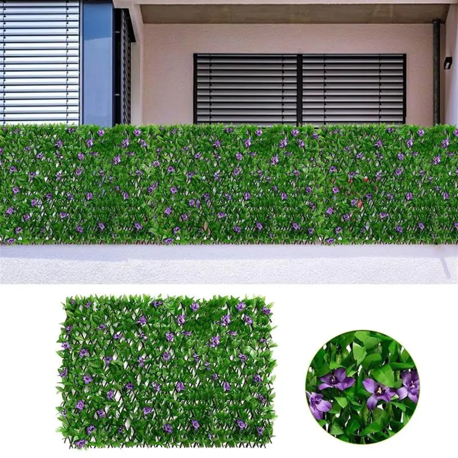 Sztuczne liście żywopłotu w rolce, Rozkładany sztuczny płot z liści do ogrodu i na dziedziniec 40 cm x 2 m
