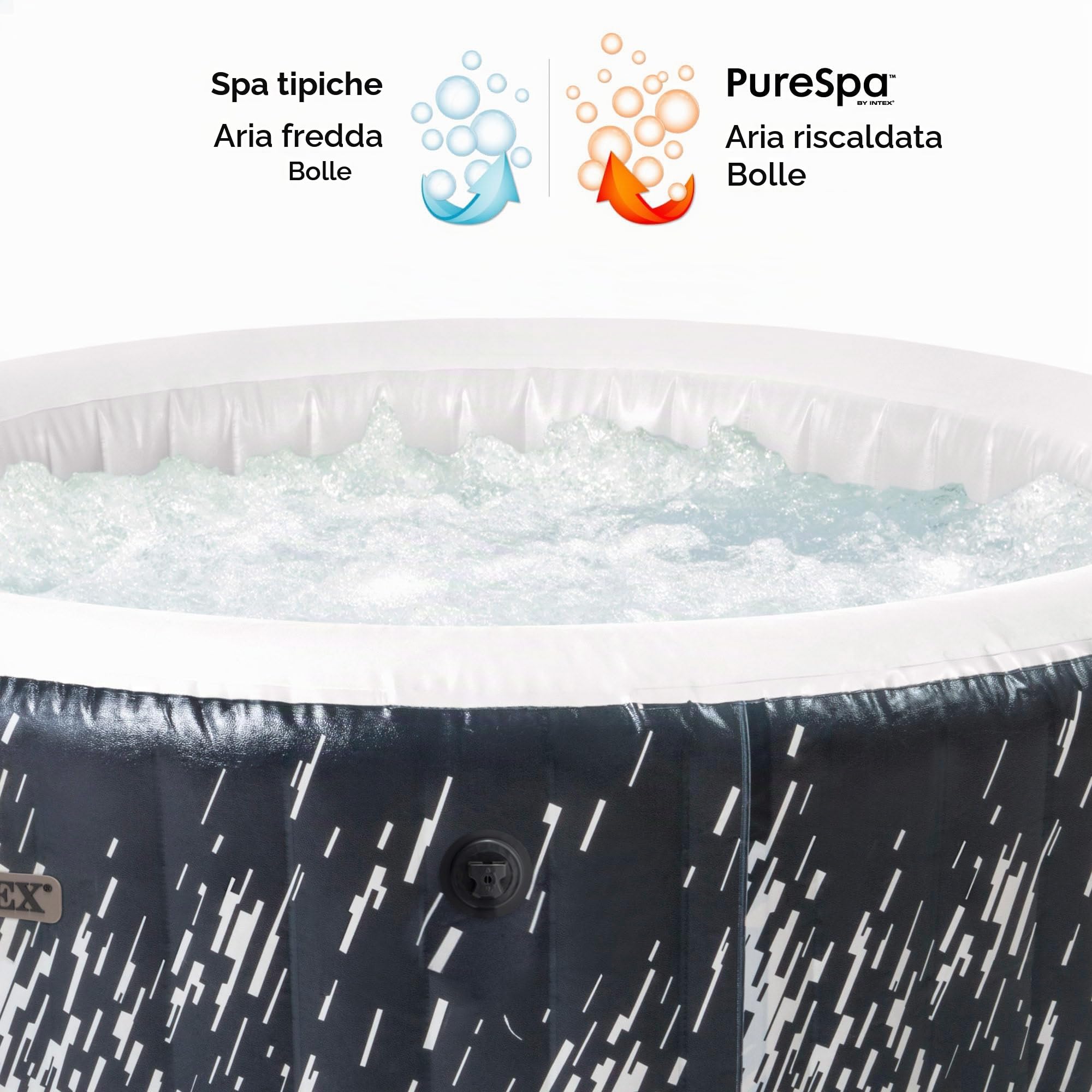 Intex 28494NP - Idromassaggio Gonfiabile Rotondo PureSpa Bubble Glow Deluxe, 4 Posti, 140 Getti, PVC, LED Multicolore, 196x71 cm