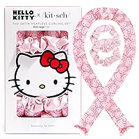 Vista 16 de Kitsch Juego de rizadores de satén sin calor, rizos sin calor durante la noche con rizador de pelo de 34 pulgadas y 2 coleteros de satén, cómodos