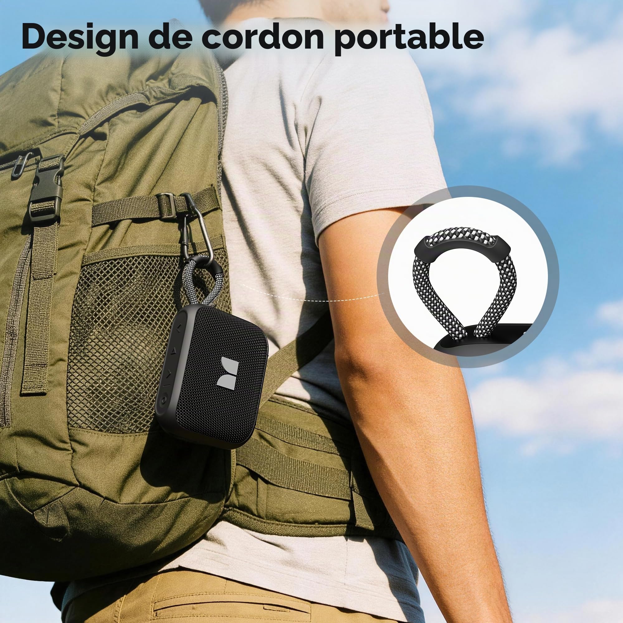 Monster, Enceintes Bluetooth MS-520 Portable, Étanche IPX7, 12h d'Autonomie, TWS Stéréo, Bluetooth 6.0, Microphone Intégré, Portée 15 Mètres