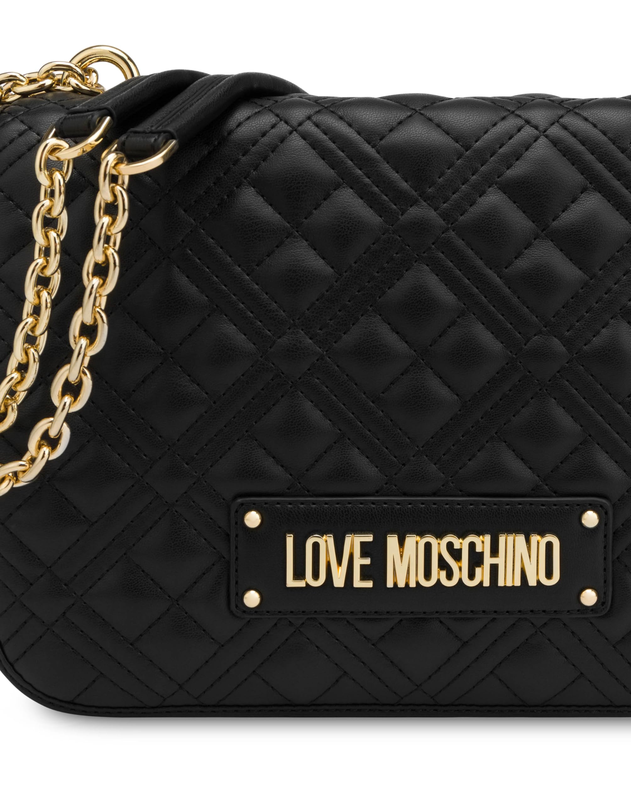 Love Moschino BORSA QUILTED PU NERO+GAL.ORO