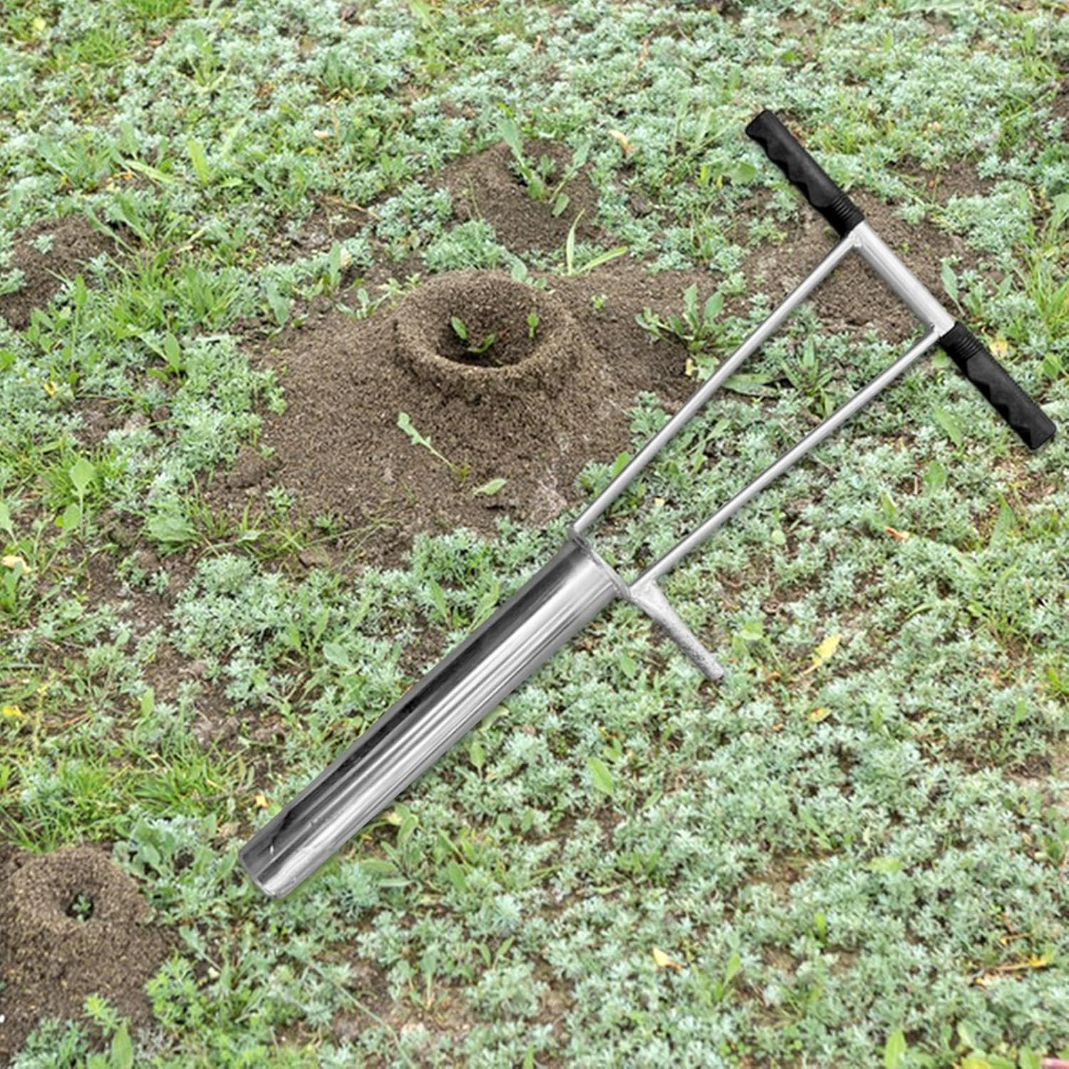 Pole Hole Digger with Handle Manual Heavy Duty Digging Tool Bamboo Planting Digger for Plugging Patio Cultivating Yard Garden