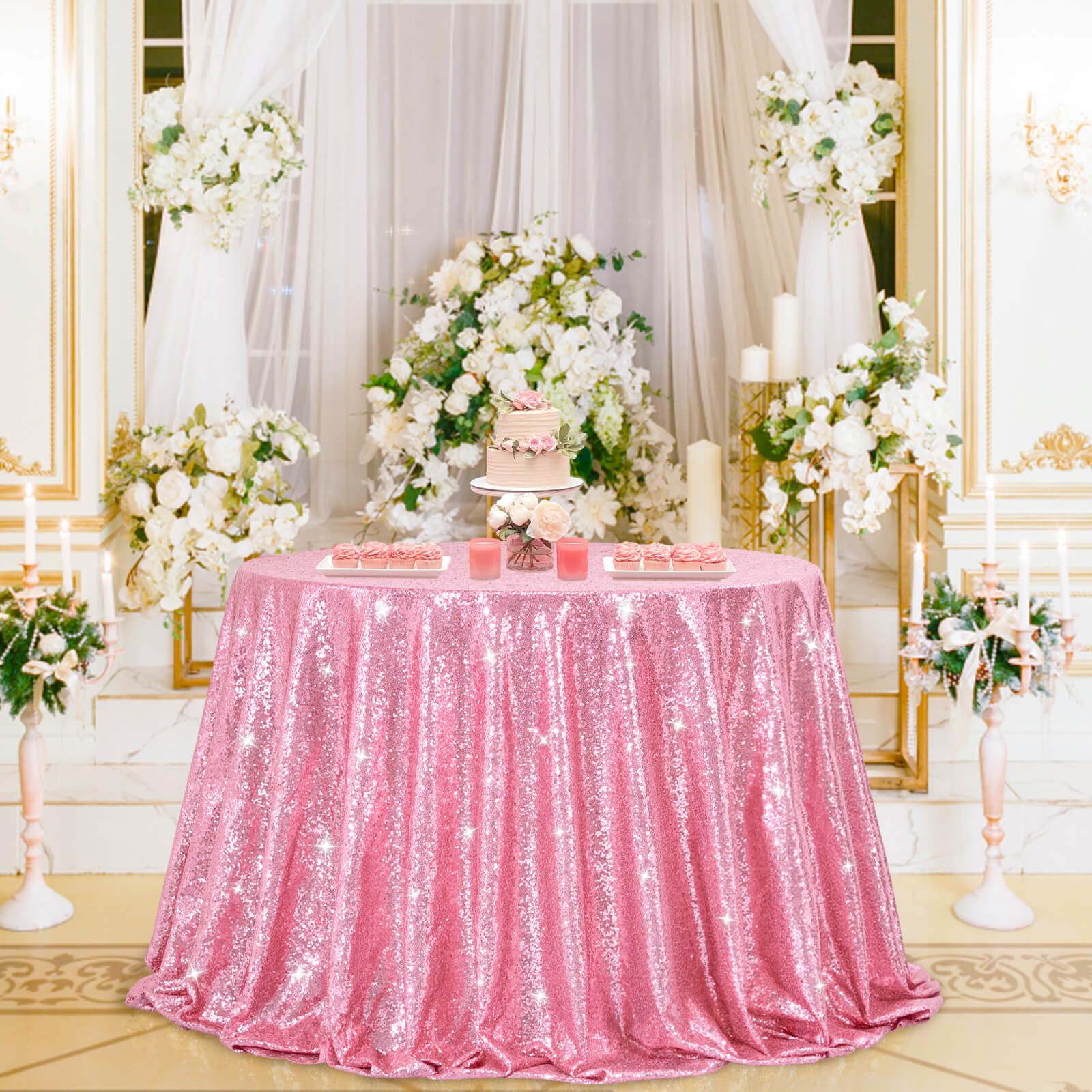 Sequin Tablecloth Round Party Decorations 132 Inch Glam Tablecloths Home