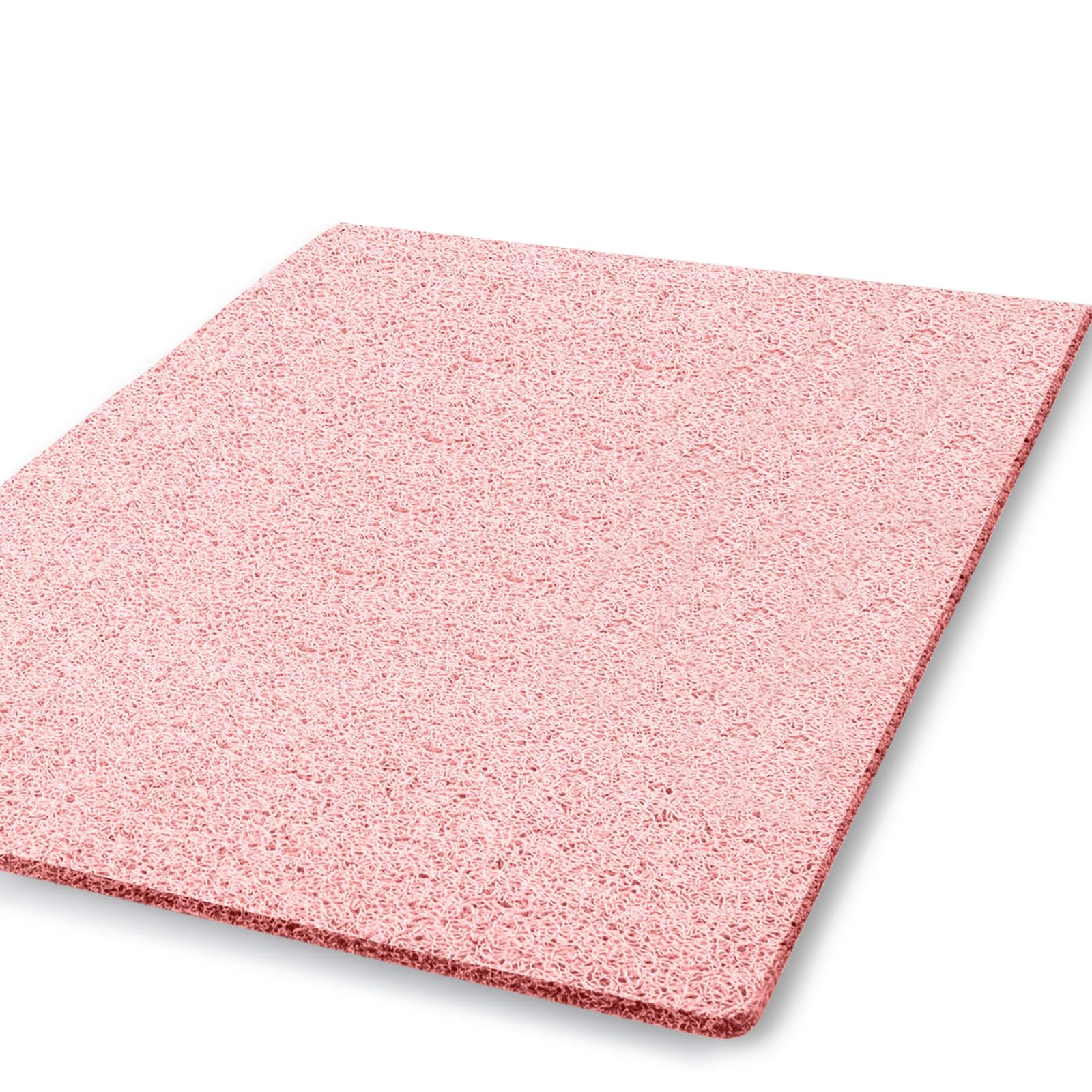 Non Slip Loofah Shower Mat, 23.6x34.6 Inch, Anti Slip Bath Mat for Wet Areas, Quick Drying, No Suction Cups, Pink