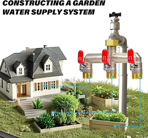 Miniatura 4 de Divisor de manguera de jardín de latón resistente, rosca GHT de 34 pulgadas, divisor de grifo de alto flujo, divisor de espiga en T de manguera de