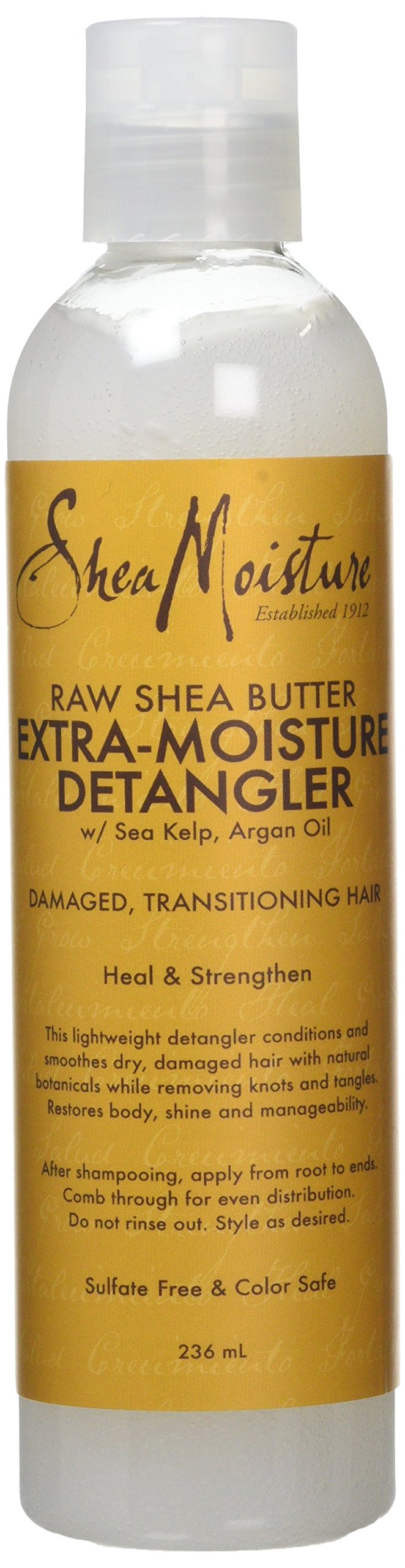 Raw Shea Butter Extra Moisture Detangler silicone and sulphate free hair detangler for damaged, transitioning hair 237 ml