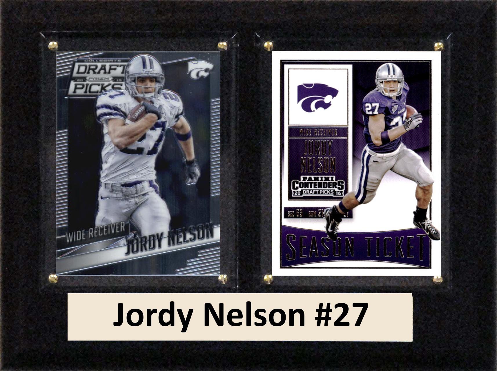 C&I Collectables NCAA Kansas State Wildcats Men's Jordy Nelson Two Card Plaque, Brown, 6