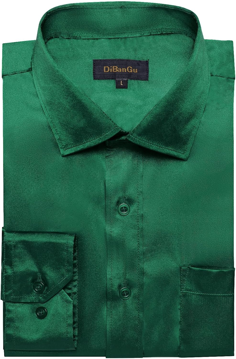 DiBanGu Long Sleeve Button Up Shirts for Men Casual Business Shirt with Pocket Solid Regular Fit Shirts for Formal Wedding