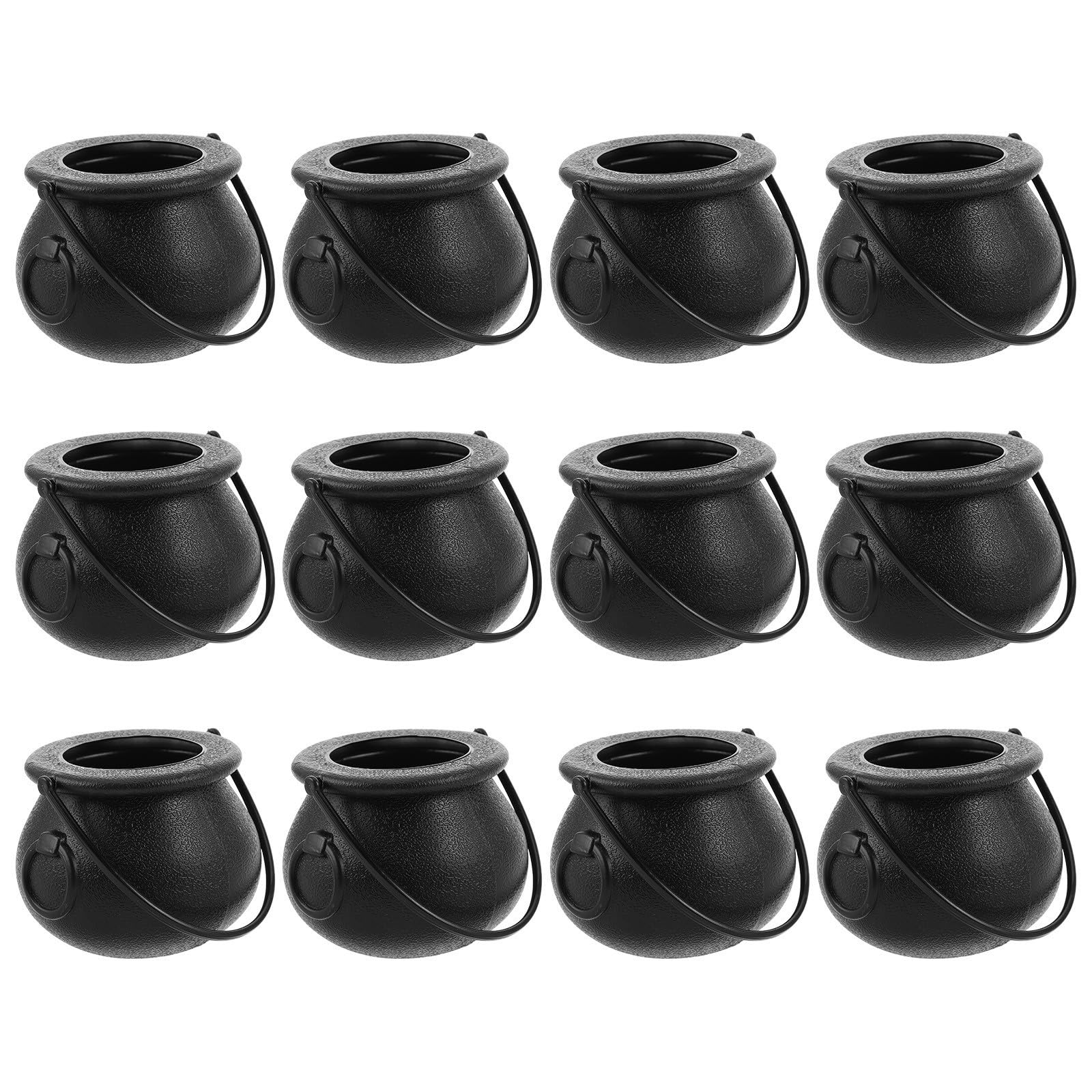 12 Piezas Cubo de Dulces de Halloween Negro Asa, Caldero Pequeño de
