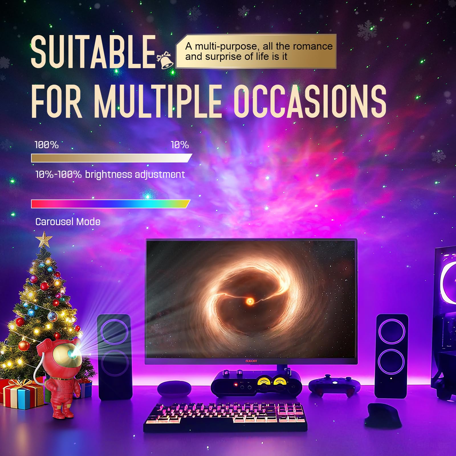 Star Projector Galaxy Night Light - Astronaut Space Projector, Starry Nebula Ceiling LED Lamp with Timer and Remote, Kids Room Decor Aesthetic, for Christmas & Birthdays: Cherry