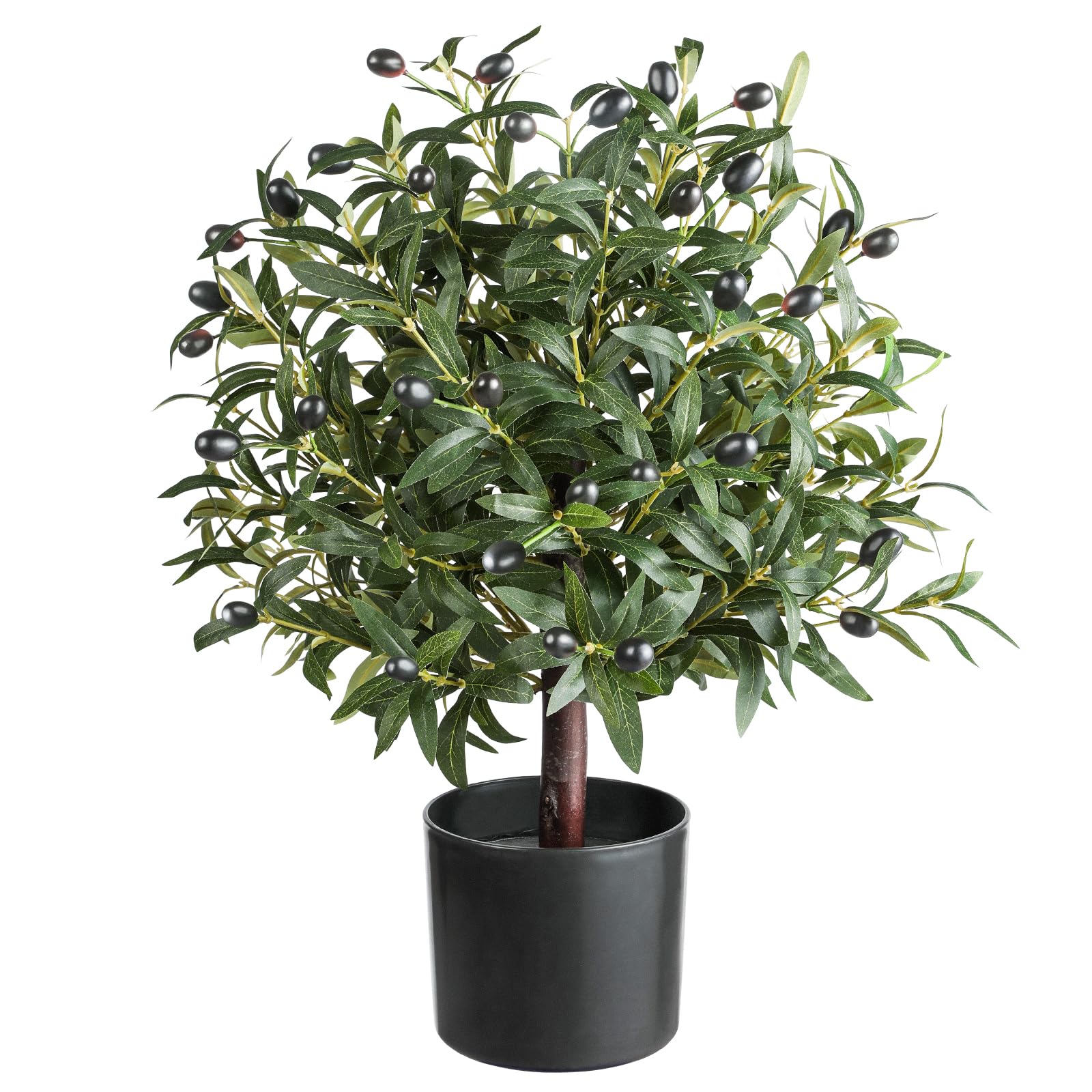 Photo 1 of 25.5” Tall Artificial Topiary Ball Olive Tree with Leaves and Fruits, Olive Boxwood Topiary Ball Potted Bushes UV Resistant Potted Plants for Garden Indoor Outdoor Home Decor